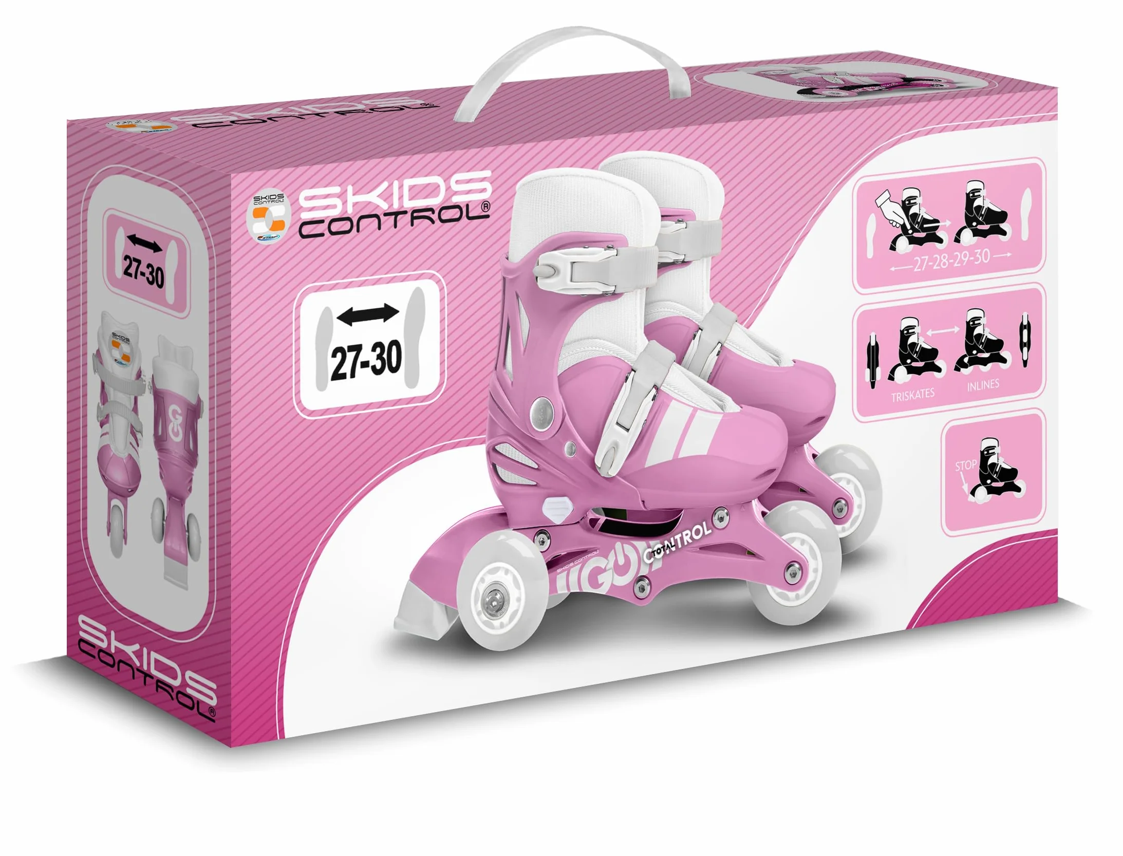 Stamp Adjustable Two in One 3 Wheels Skate SKIDS Size 27-30 Rosa SK187301