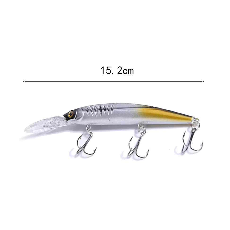 Señuelos de Pesca Blandos, 5PCS Señuelos de Pesca de plástico ABS Cebos Crankbaits hundidos con Ojos 3D Tres anzuelos triples for Agua Dulce Señuelos de Agua Salada Pesca en el océano