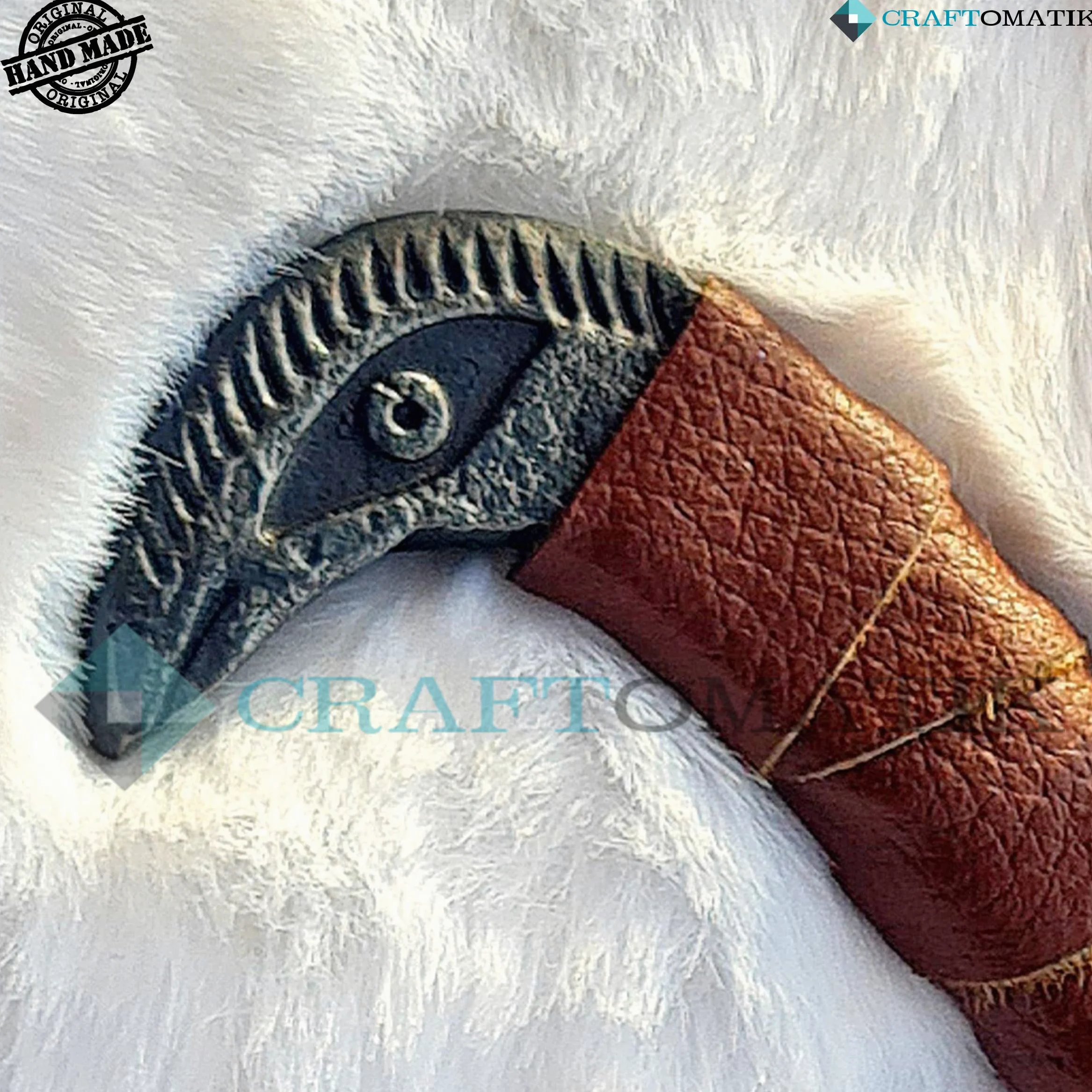 Cuchillo de cabeza de pájaro medieval | Cuchillo vikingo hecho a mano | Cuchillo celta para jardín y camping con funda de piel | LARP | HFK27