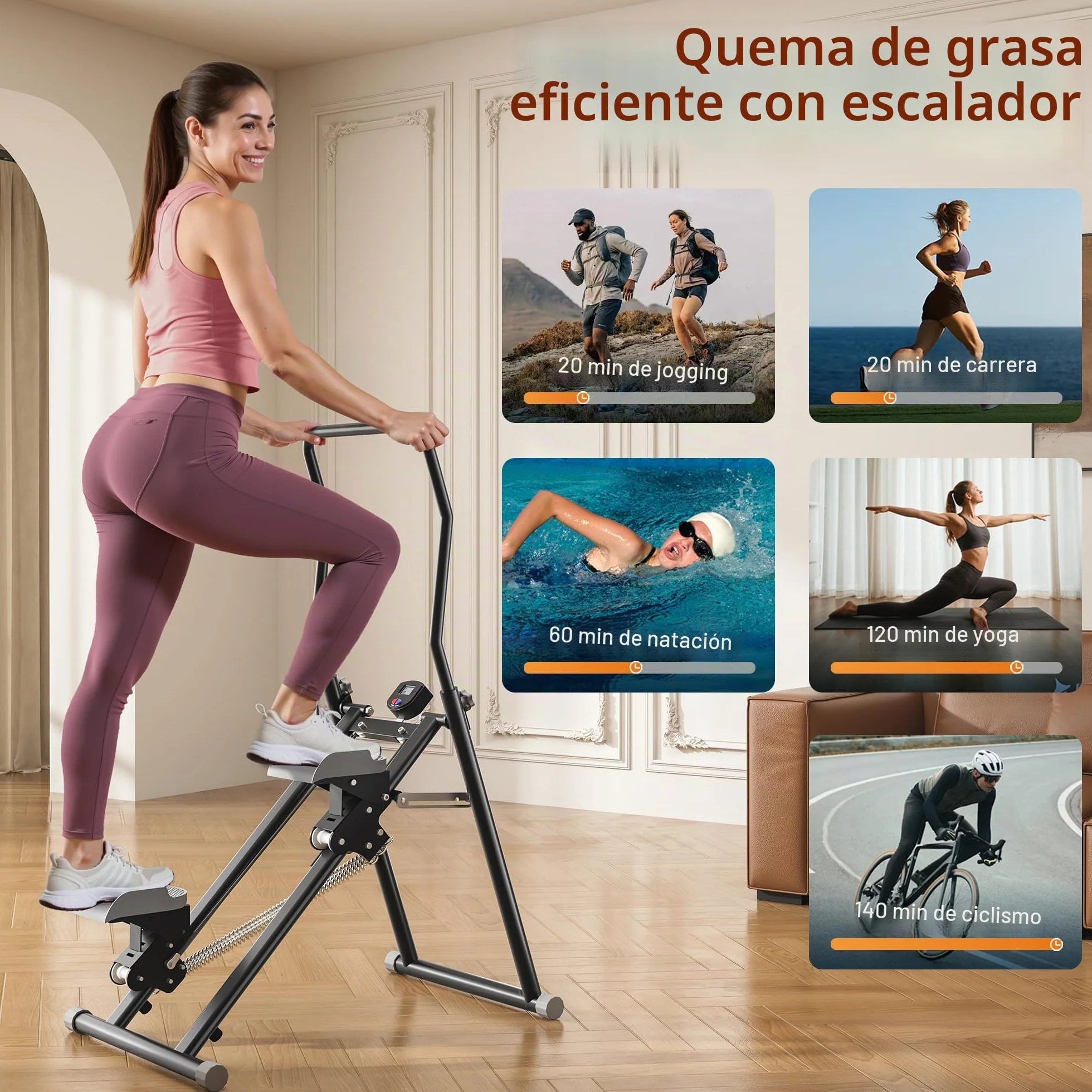 MOMODA Escalera escaladora Vertical Plegable Ajustable para Gimnasio en casa, Entrenamiento de Cuerpo Completo