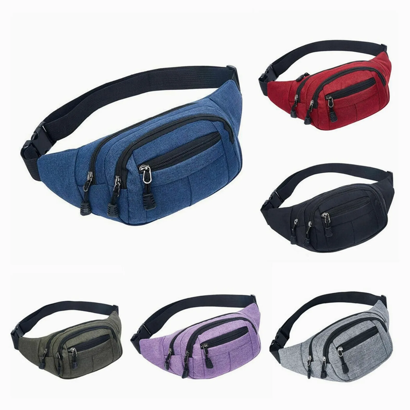 Mujeres de la Cintura Bag Pack Casual Functional Money Cinturón Bolsa Deporto Running Canvas Bag Bag Fanny