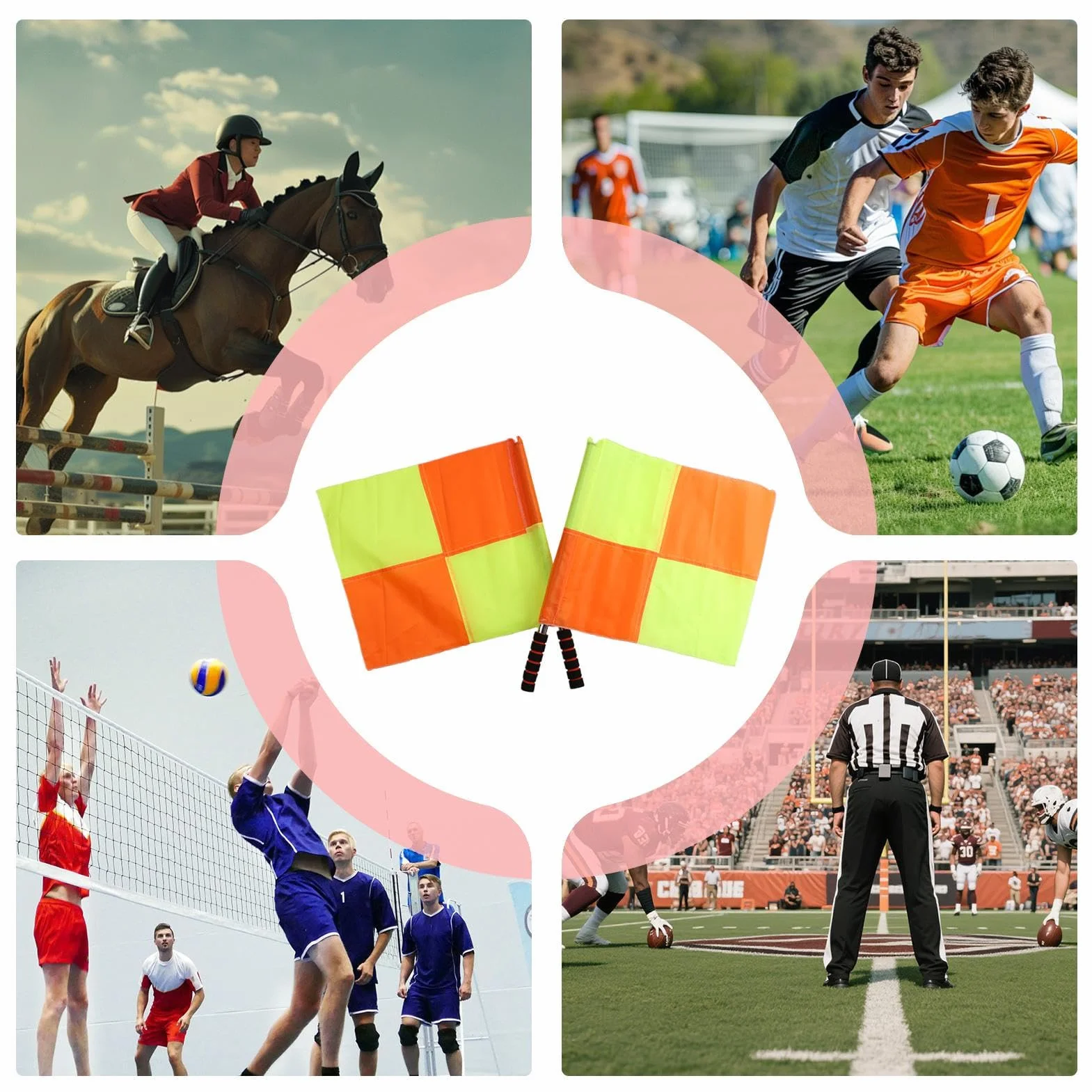 Banderines De Árbitro De Fútbol, Juego De 2 Banderines De Juez Para Deportes, Naranja Y Amarillo, Mango Ergonómico Para Equipo De Entrenamiento De Fútbol En Partidos