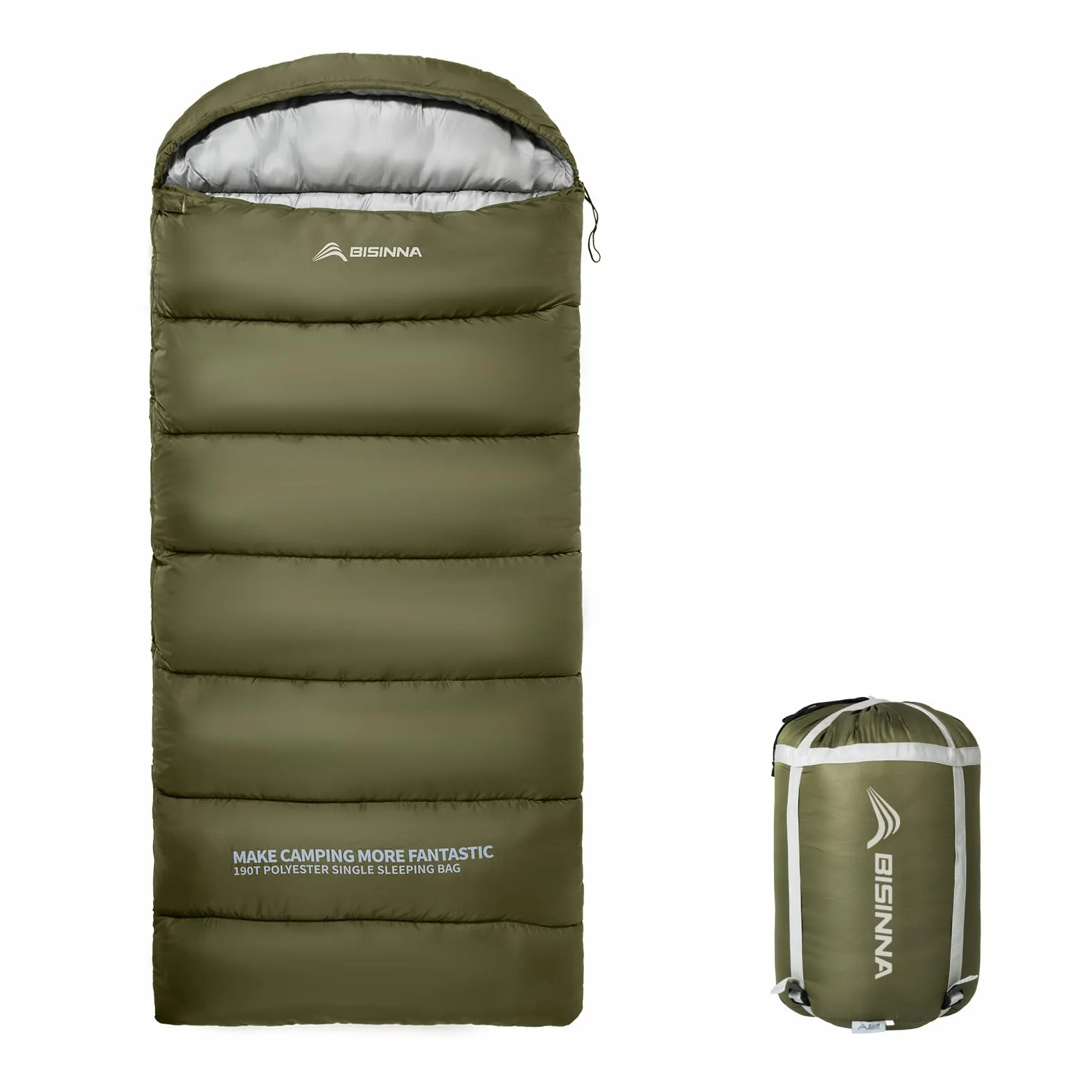 BISINNA Saco de Dormir para Adultos, de Camping, con Grafeno y Poliéster, Silencioso - Transpirable - 220x90cm para 4 Estaciones (1.8kg/2.5kg)
