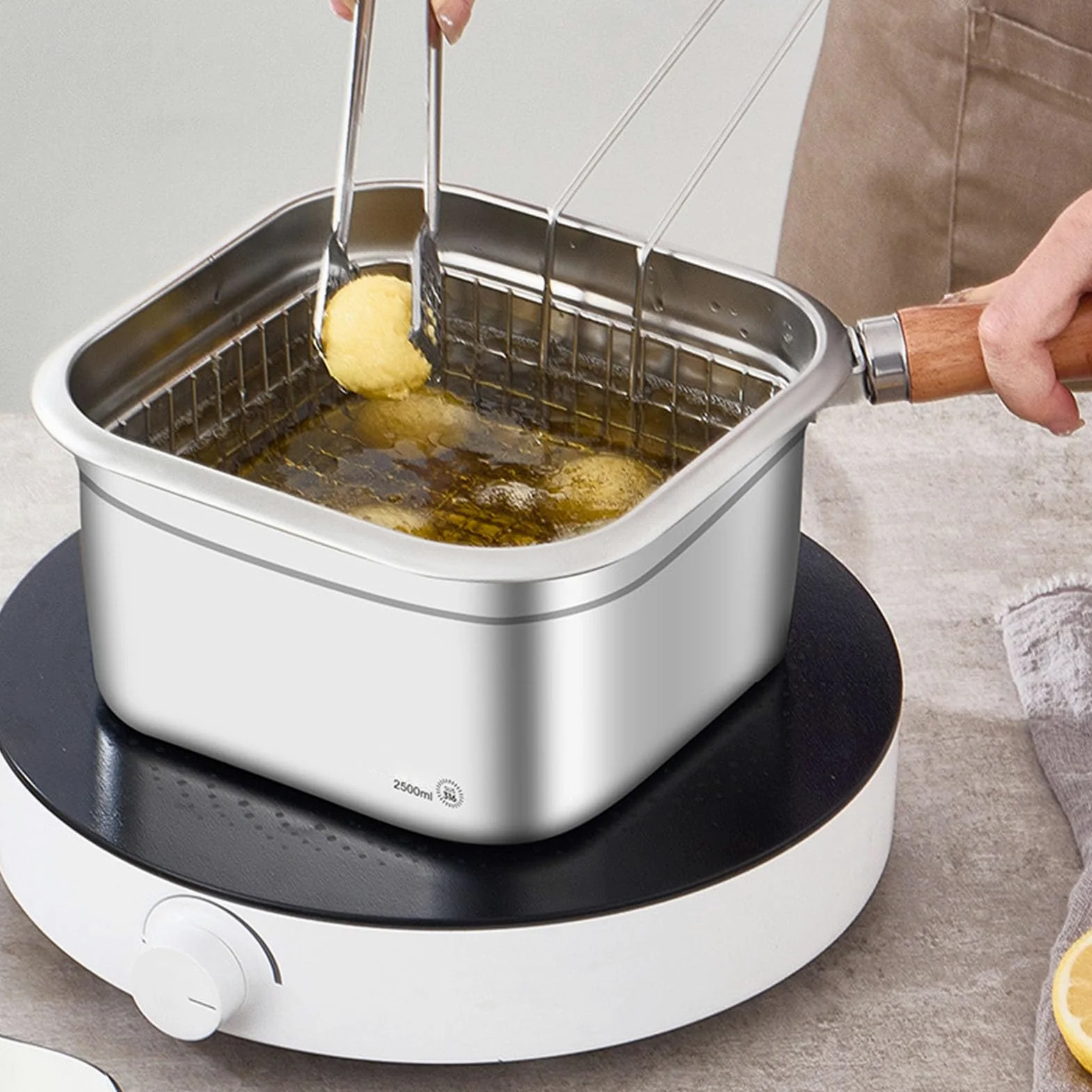 Utensilios de cocina para camping, juego de ollas y sartenes para | exteriores, freidora portátil, olla de gran capacidad, sartén cuadrada para camping, equipo de campamento ligero, maceta para