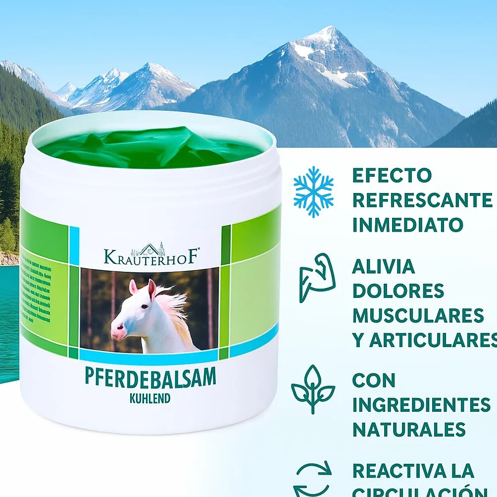 Bálsamo Caballo Bote Grande 500 ml Gel Efecto Frio Alivia Tensiones Musculares Masaje Deportivo