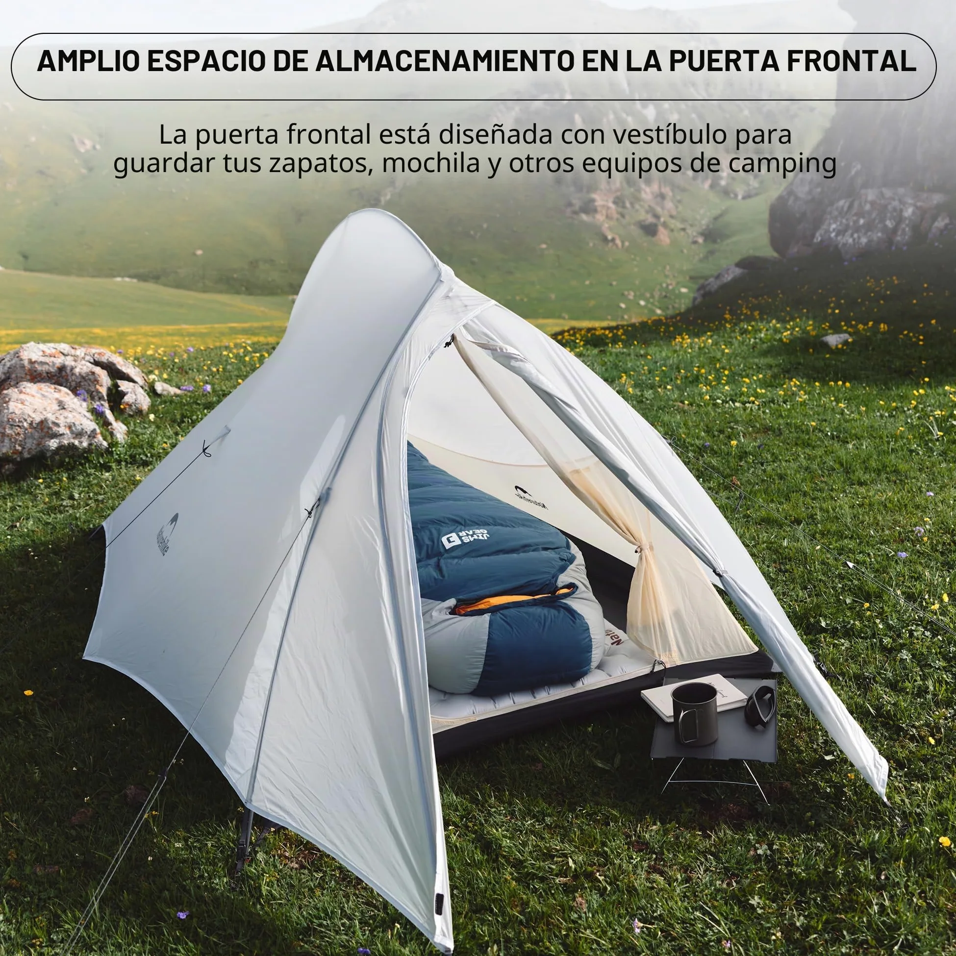 Naturehike Cloud Up UL Tienda De Campaña para 1/2 Personas Compacta Ultraligera de Doble Capa Impermeable Cortaviento para Senderismo al Aire Libre Festivales