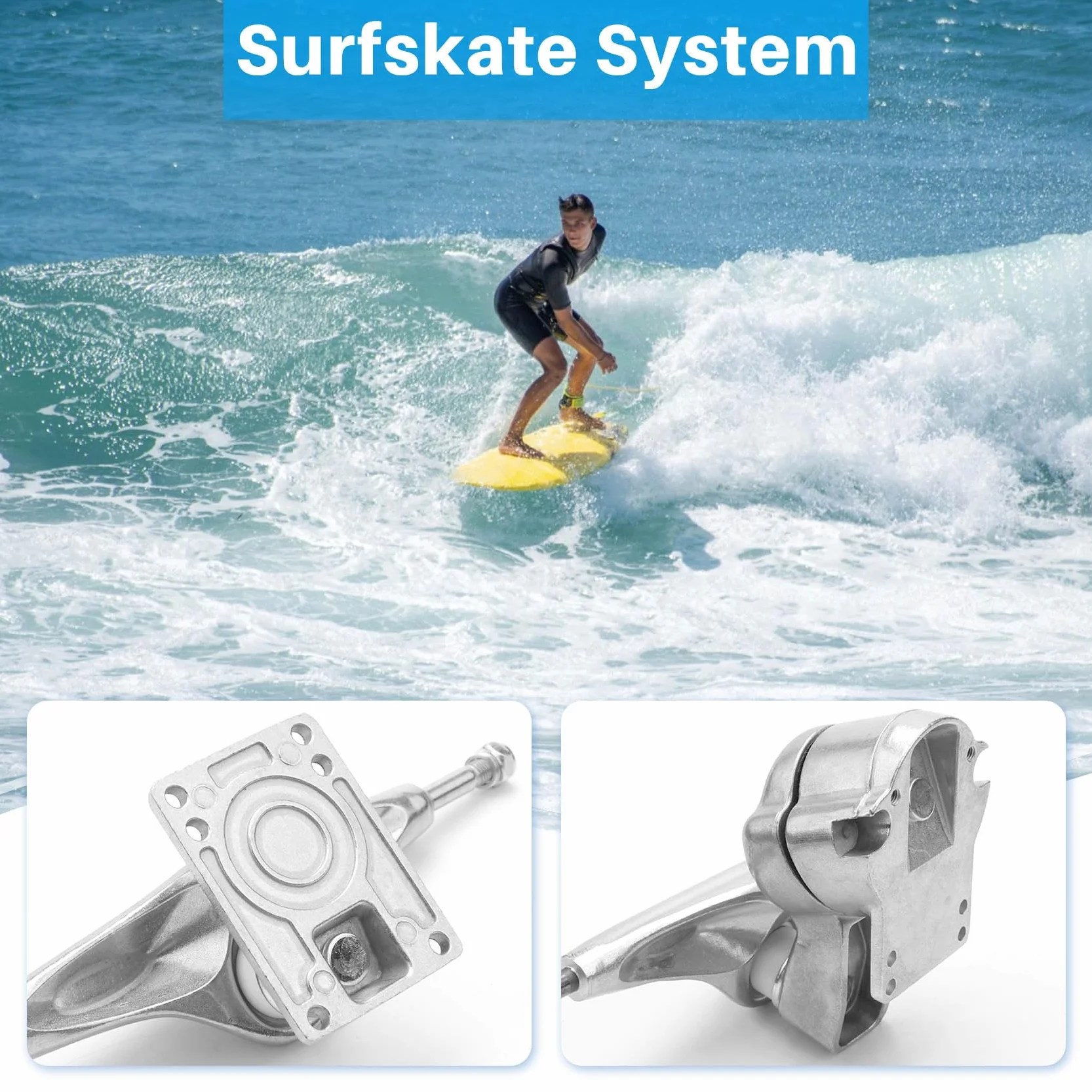Land Surf Skateboard Eje para S6 Rojo BruCke Surfskate Skateboard Adapter,Plata Junta Set