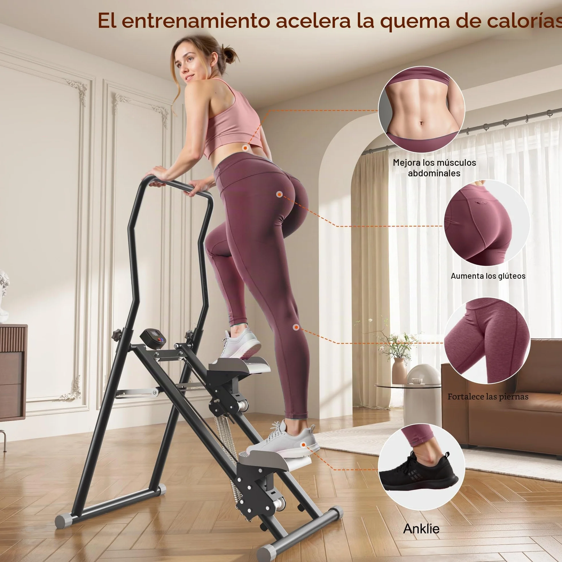 MOMODA Escalera escaladora Vertical Plegable Ajustable para Gimnasio en casa, Entrenamiento de Cuerpo Completo