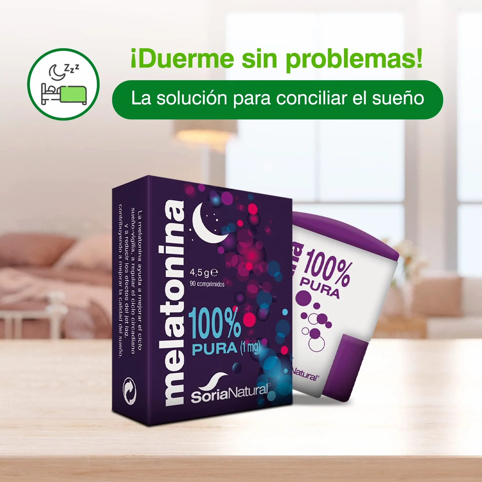 Melatonina Complemento Alimenticio 90 Comprimidos Regulación del Sueño Insomnio Jet-lag