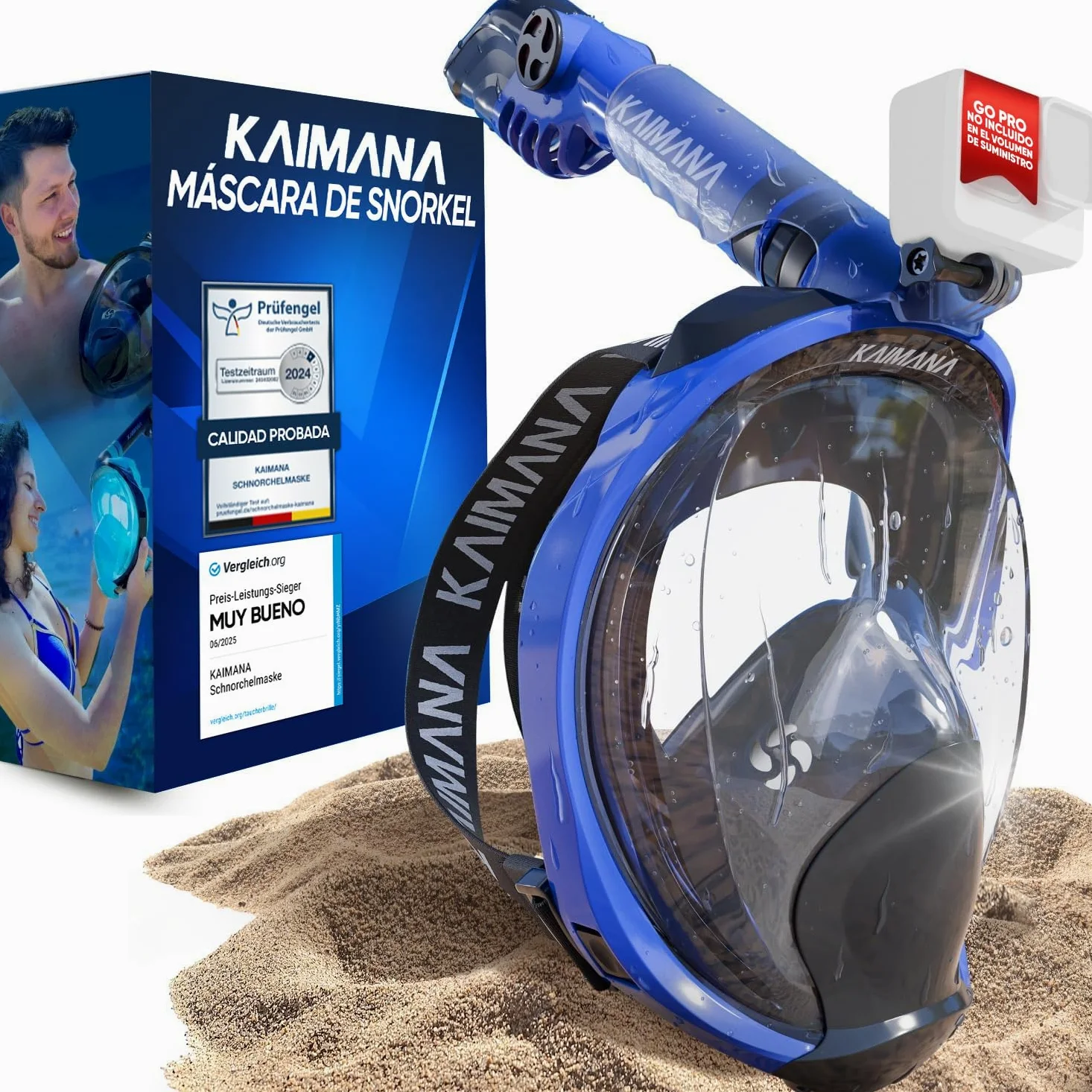 La galardonada máscara de Buceo KAIMANA® para Adultos y niños —Totalmente Apta para CO₂— Incluye un Estuche de Transporte — para Adultos— máscara de Buceo Integral