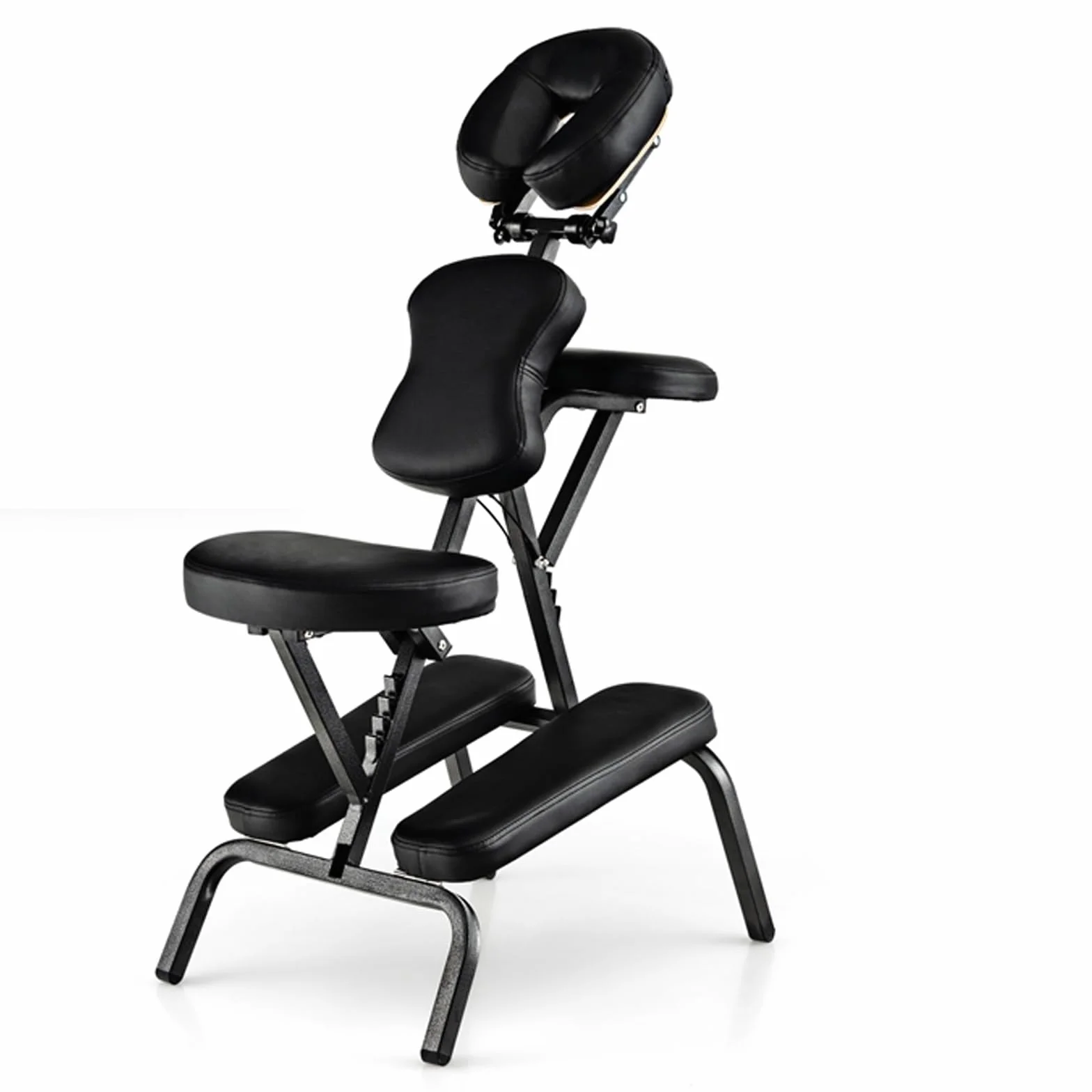 COSTWAY Silla de Masaje Plegable Altura Ajustable, Sillón de Tatuaje Portátil Negro