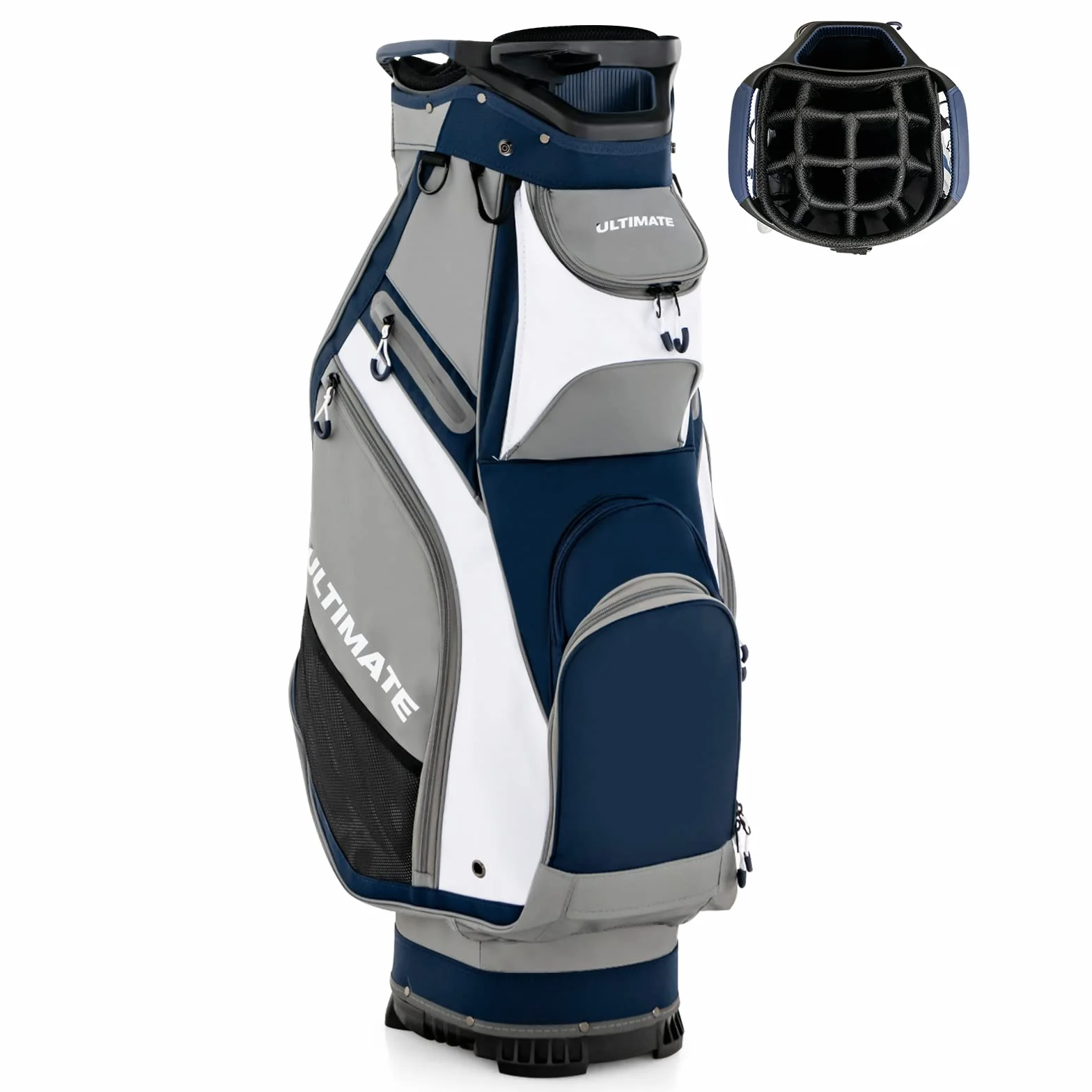 COSTWAY Bolsa Golf con 14 Palos, Bolsa de Carro de Golf Ligera y Portátil, 7 Bolsillos con Cremallera, Capucha para Lluvia, Cart Bag, Soporte para Paraguas, Unisex Adulto