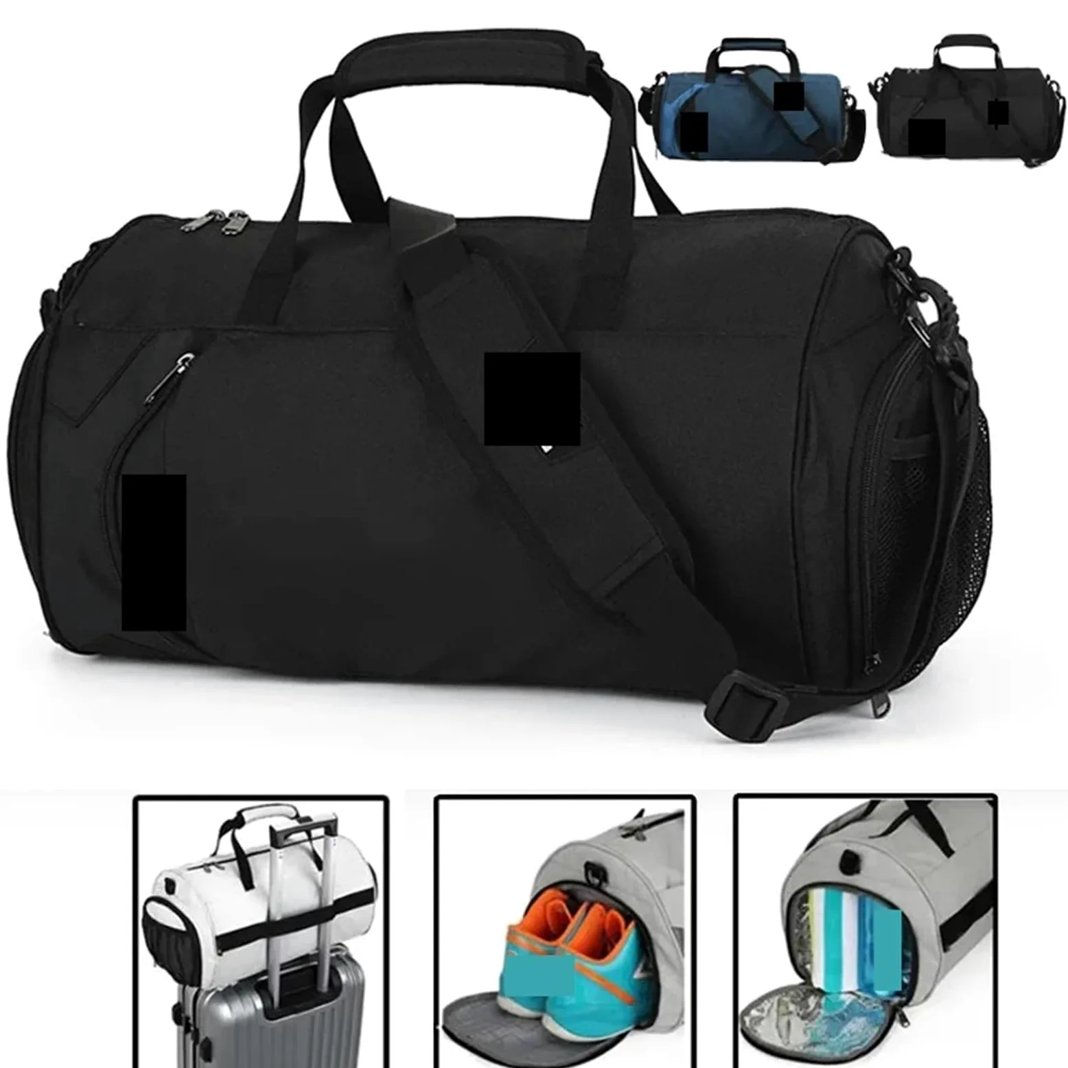 Bolsa de Deporte Bolsa Grande de Gimnasio for Hombre, Bolsas Fitness for Entrenamiento en seco y húmedo, Zapatos Yoga, Bolsos Hombro Viaje, Bolsa natación multifunción for Ejercicio(Black 43 * 25cm)