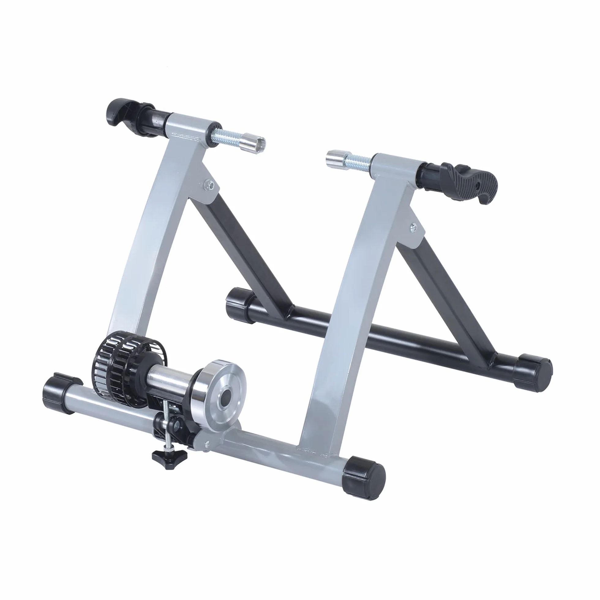 HOMCOM Rodillo de Entrenamiento Magnético para Bicicleta Cicloentrenador Plegable 54,5x47,2x39,1cm Plata y Negro