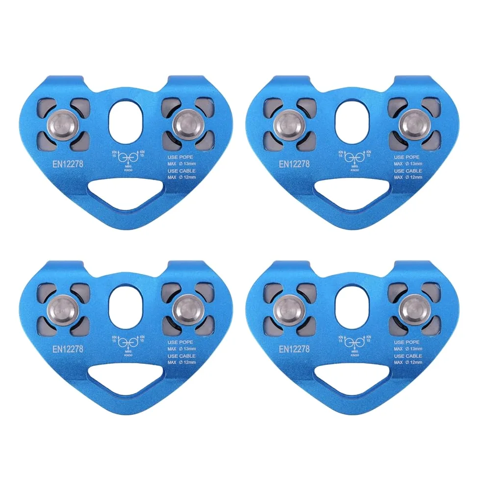 4X Polea Doble Escalada en Forma de Corazon Cuerda de Cable de Acero 13mm Dispositivo de Escalada Carretilla Rapido Grande Tiroles 24KN