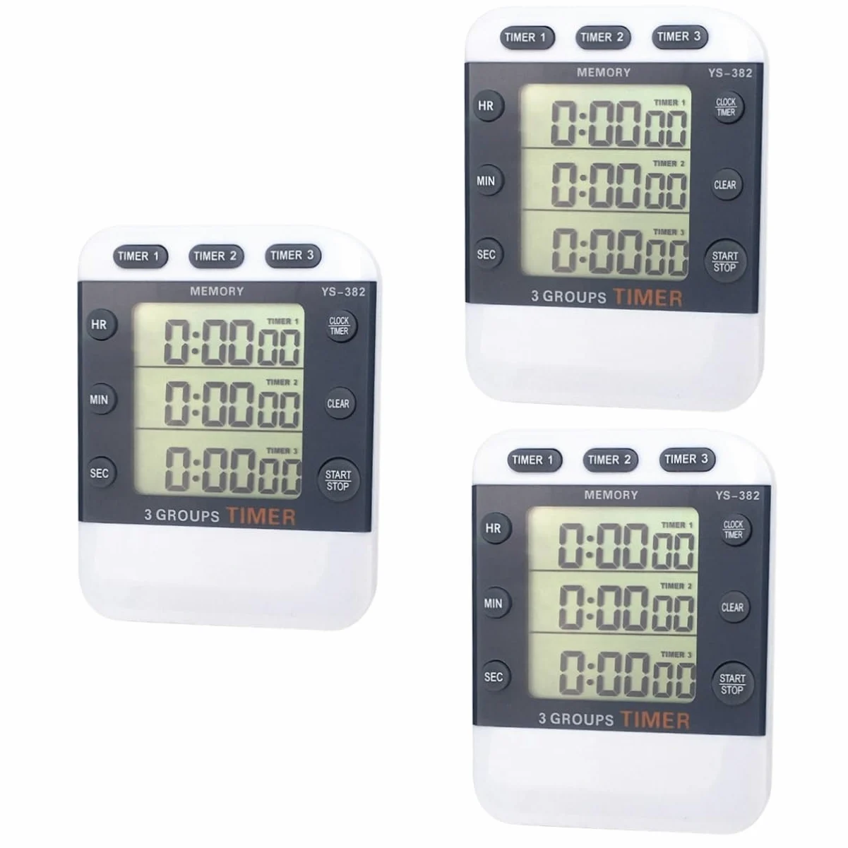 Toyvian 3 Piezas 3 Cronómetro con Pantalla De 3 Líneas Temporizadores Digitales Temporizador para Temporizador para Cocinar Cronógrafo Cronómetro Deportivo Árbitro