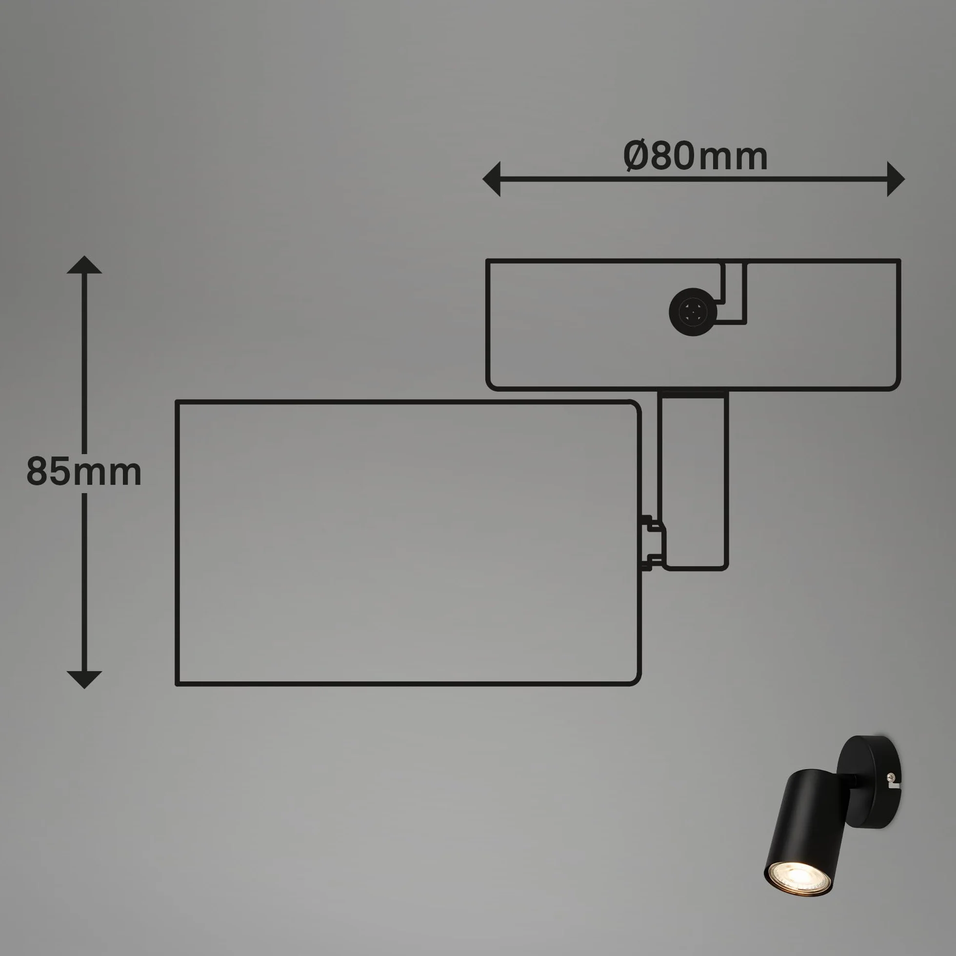BRILONER Aplique de Pared Interior Orientable GU10 9W Negro 8x15.5 cm