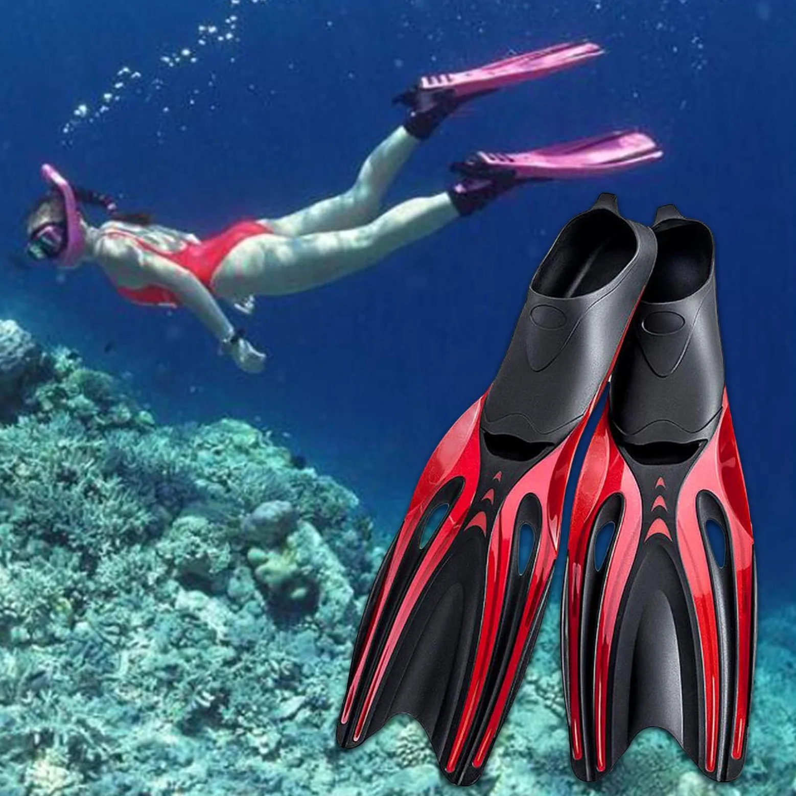 Aletas para Buceo Libre, Ideales para Adultos. Snorkel, mejoran la Velocidad de nado, reducen la Resistencia al Agua, facilitan el Drenaje, ofrecen