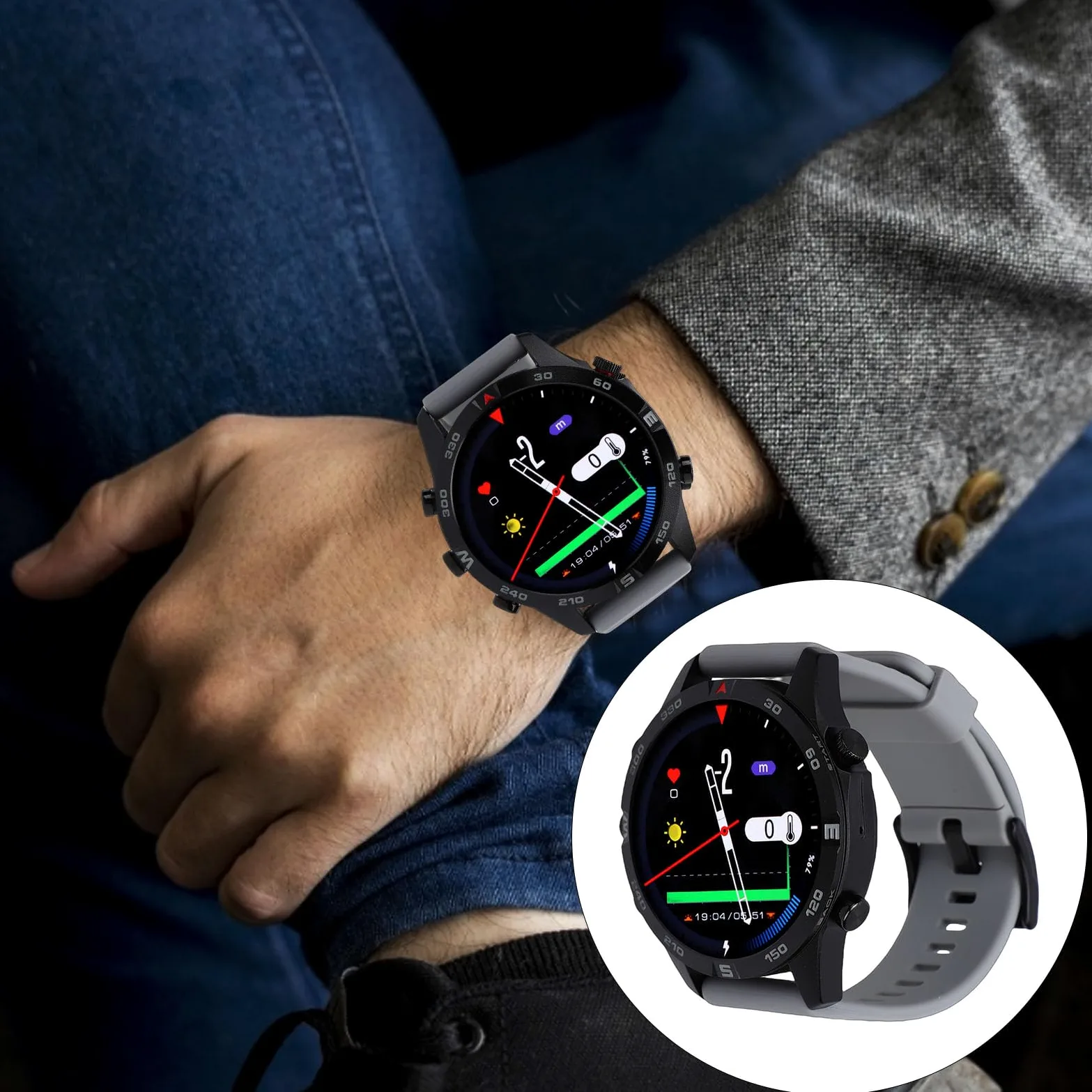 SUNGOOYUE Reloj Inteligente, Reloj de Buceo Inteligente a Prueba de Agua con Sensor de Profundidad de 100 M Duración de la Batería Pantalla de 1,43 Pulgadas para Buceo, Snorkel, Natación,