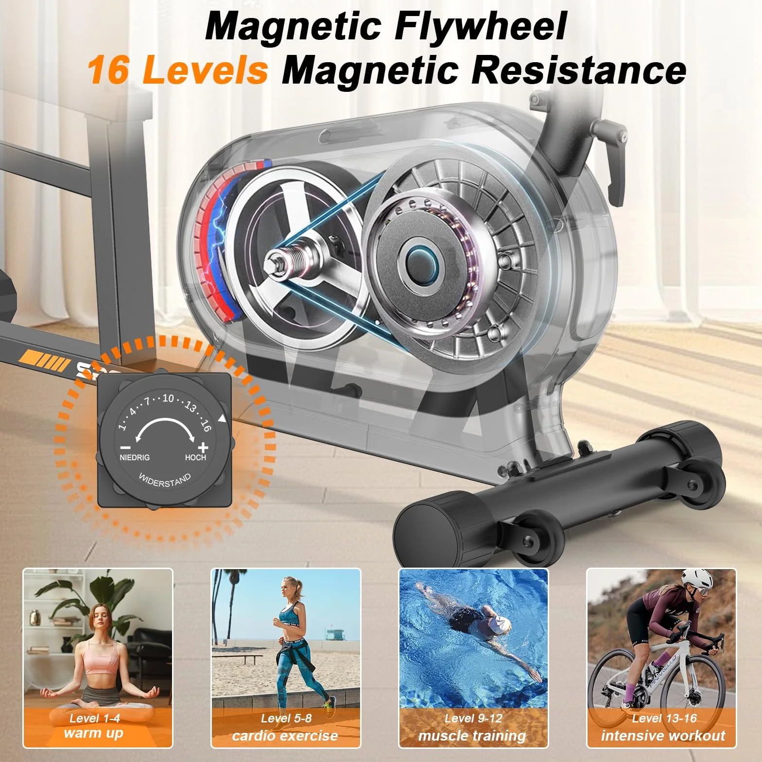 Dskeuzeew Bicicleta Estática con Respaldo para casa con 16 resistencia ajustables pantalla LCD y Bicicletas Estaticas Rehabilitacion indoor,Bici estatica profesional Recuperación Bicicleta Max180 kg