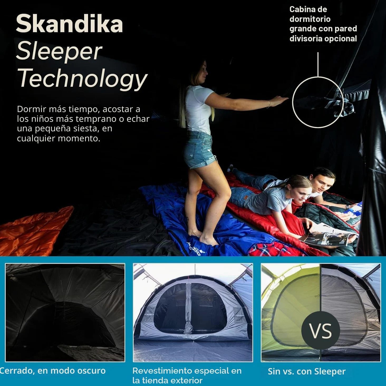 skandika Gotland 5 Sleeper Protect - Tienda de campaña Familiar - mosquiteras - Suelo Cosido en Forma de bañera - túnel
