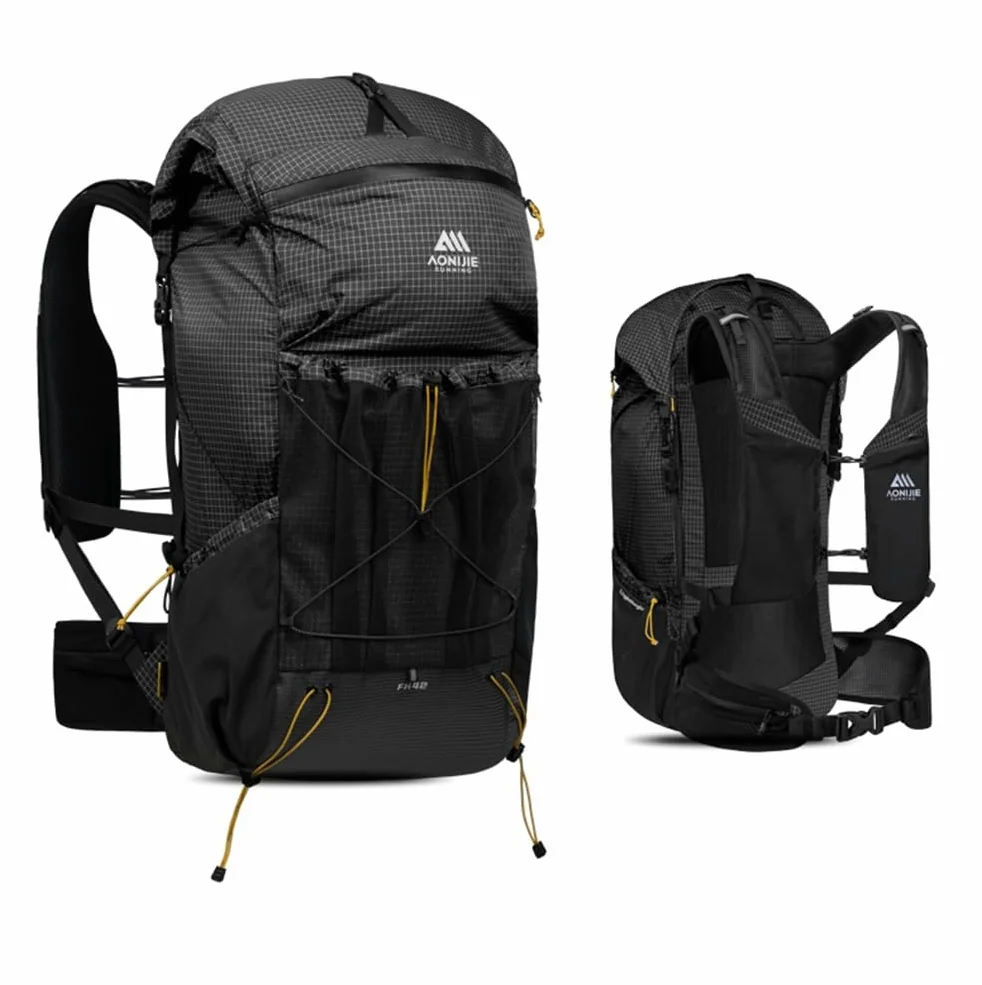 AONIJIE Mochila de gran capacidad de 42L para escalada al aire libre, camping, senderismo, trekking, montañismo, Negro , L, Diseñador