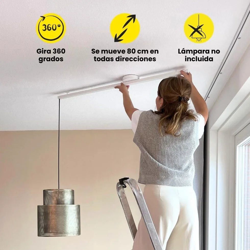 Lightswing® Single Sistema de Suspensión para Lámpara Colgante - Blanco Mate - 90 cm - Ajustable