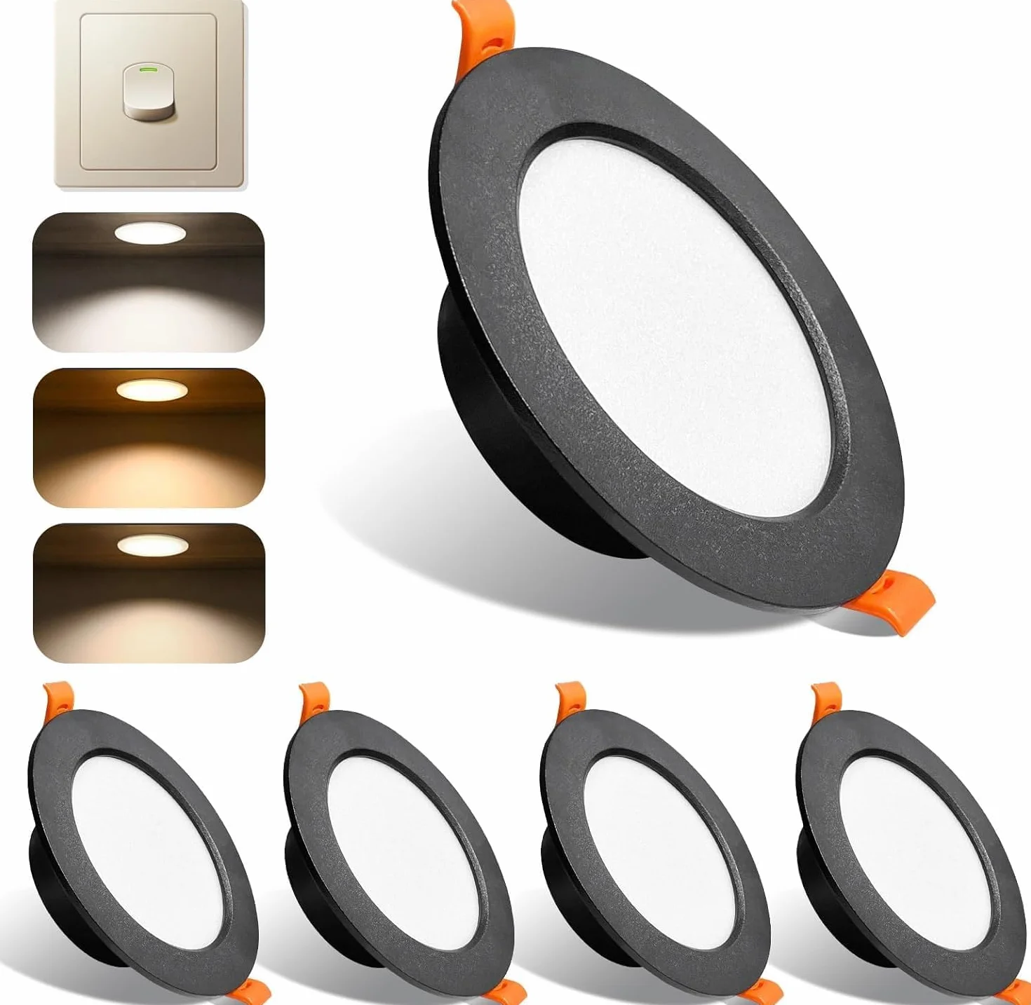IP44 Downlight LED Techo Empotrable 5W Regulable 3000K/4000K/6000K Aluminio Pack 5
