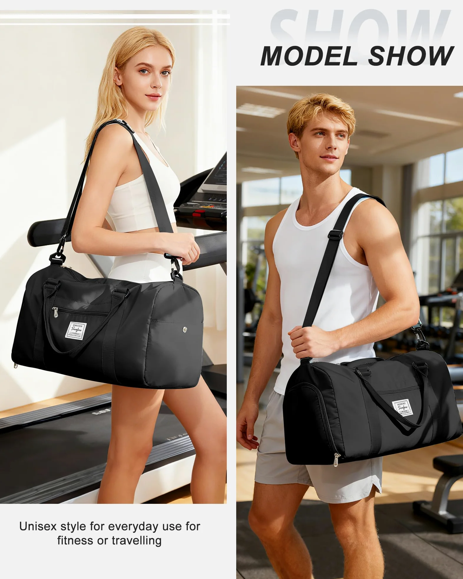 Bolsa de Viaje, Color Negro, Black, Bolsa de Gimnasio