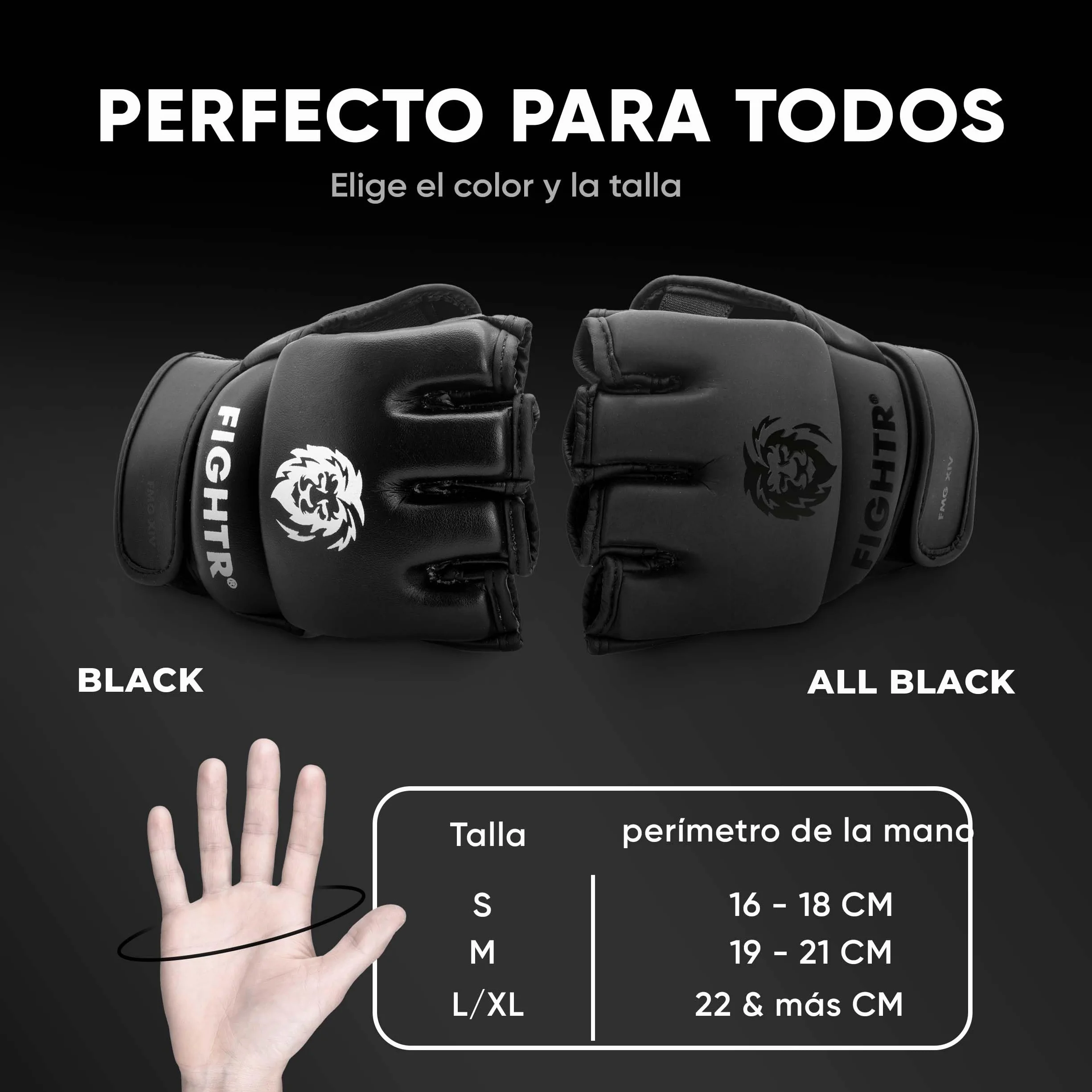 FIGHTR® Guantes de MMA para Grappling, Saco de Arena, Sparring y Entrenamiento con Bolsa de Transporte