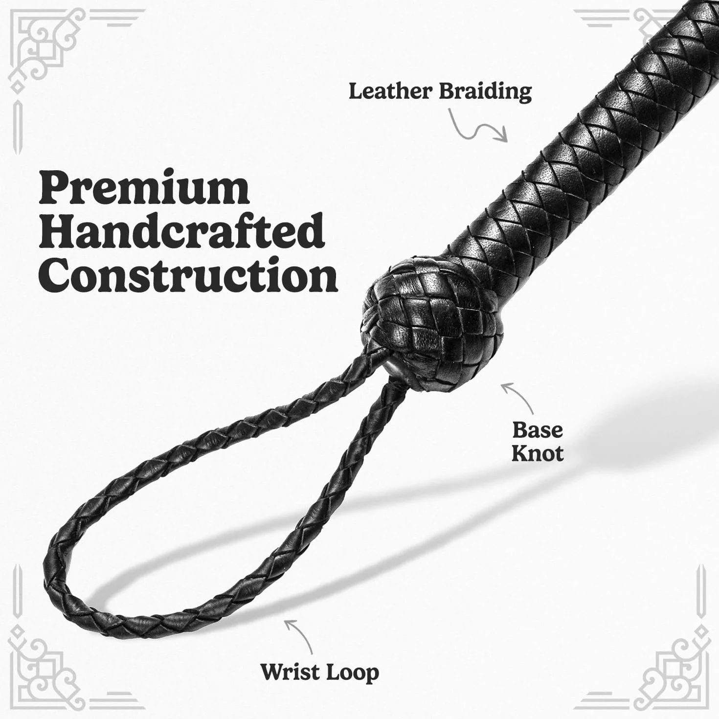 Indiana Jones Style Bull Whip Real Cow Hide Leather Equestrian Bullwhip Black 3ft, 4ft, 6ft, and 8ft Long