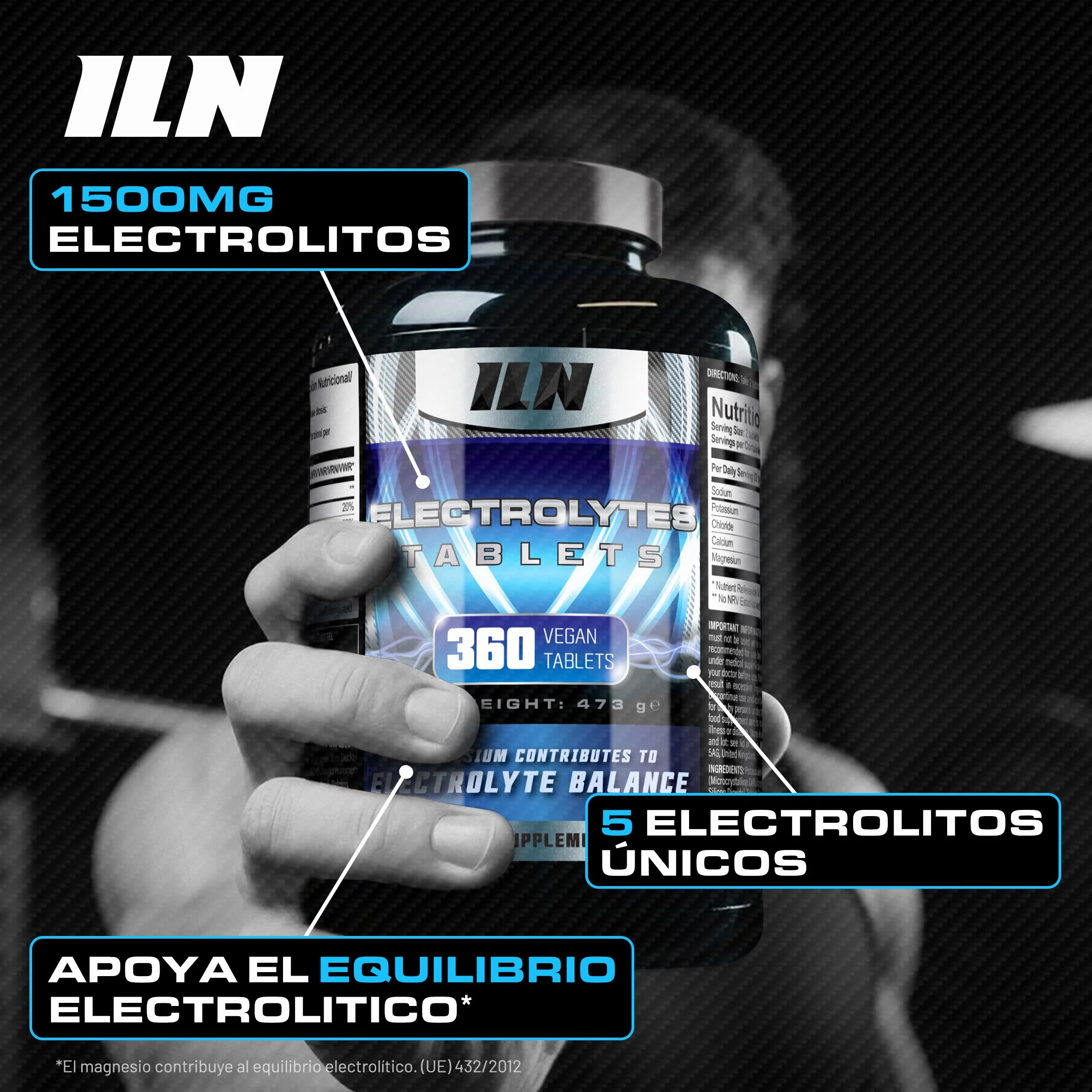 Electrolitos sin azucar 360 comprimidos Complejo 1500 mg Vegano apto keto