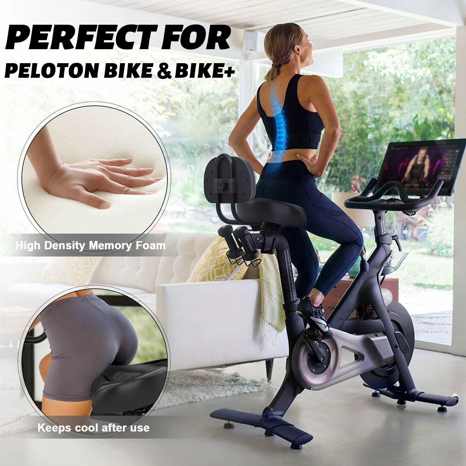 Cojín de asiento de bicicleta sin nariz para hombres y mujeres, acolchado extra y cómodo asiento de bicicleta ancho, sillín cómodo de gran tamaño para bicicletas Peloton, bicicletas estáticas