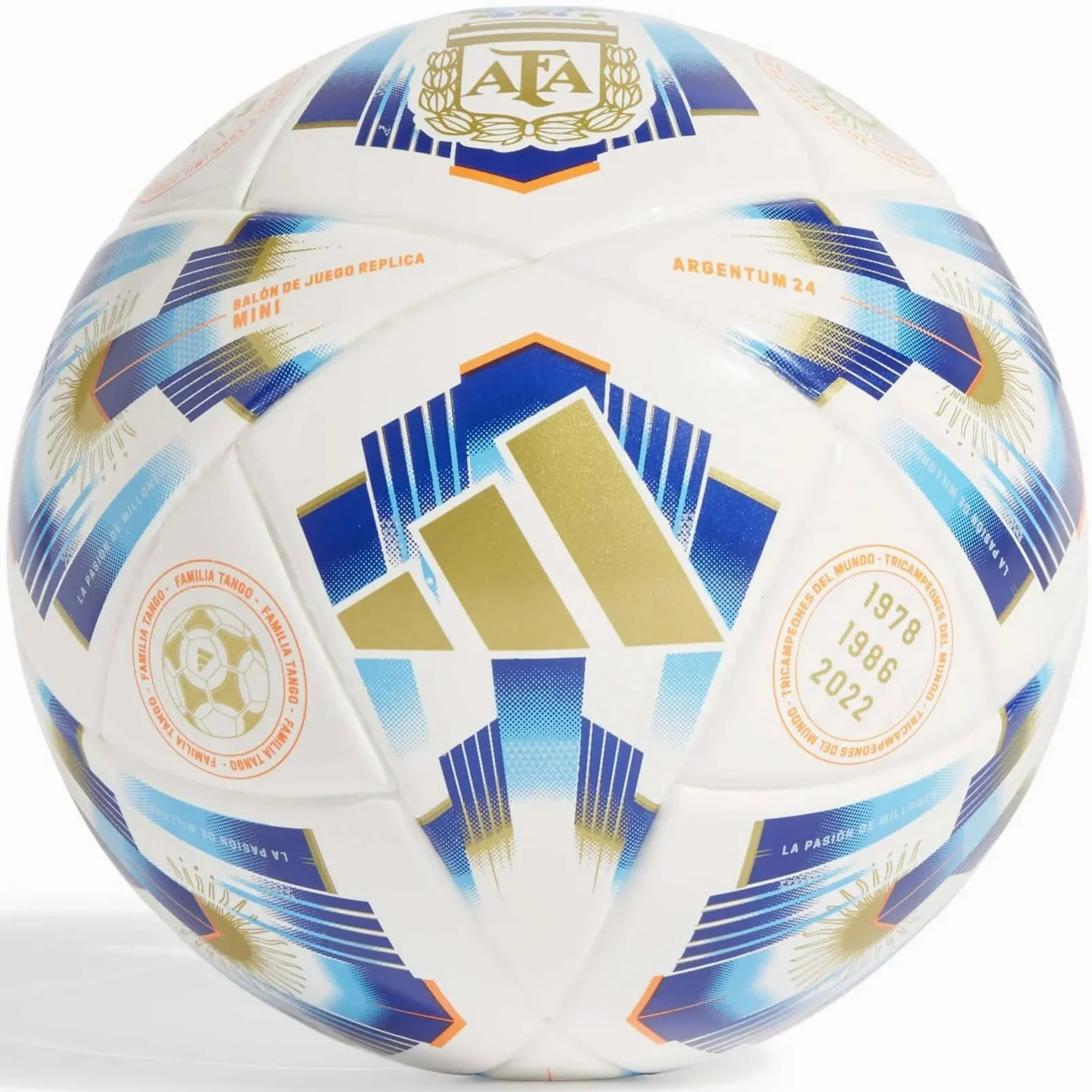 Adidas Mini balón de fútbol Argentina Unisex Adulto Blanco/Pantone/Azul lúcido/Oro Metalizado 1