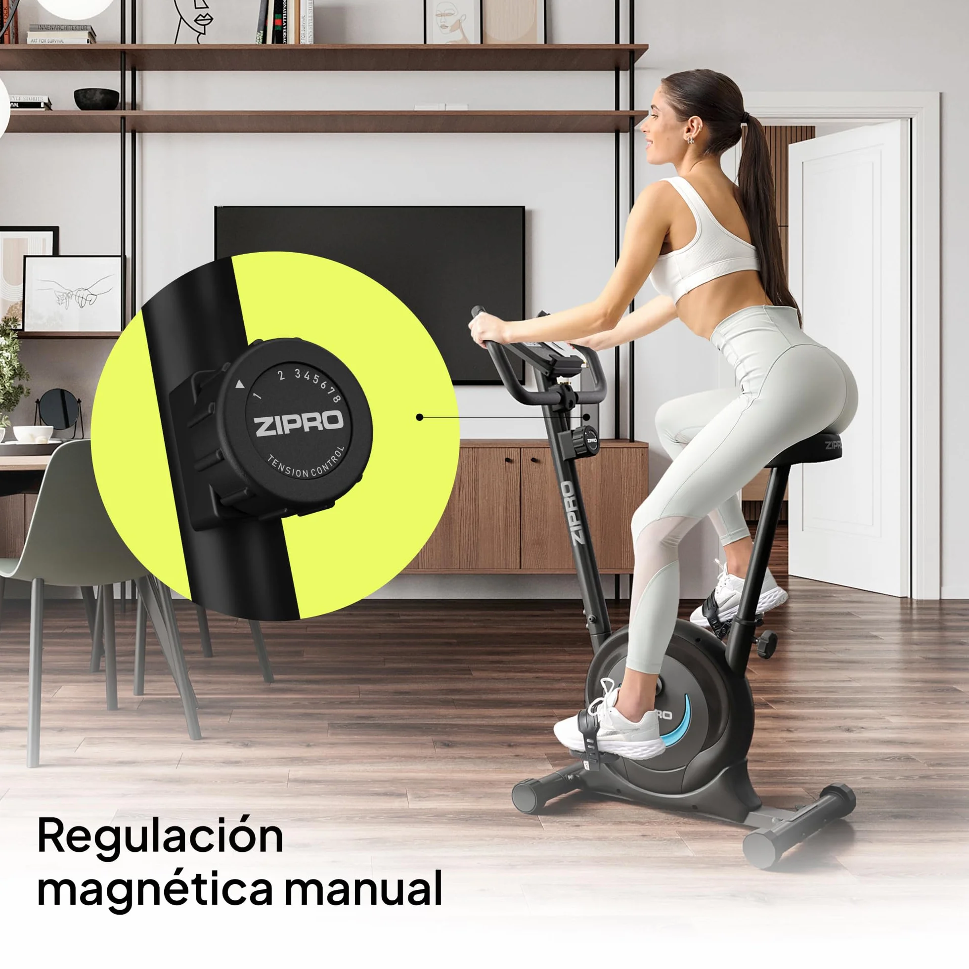 ZIPRO Bicicleta Estatica Magnetica con 8 Niveles de Resistencia, Soporte para Móvil, Monitor LCD, Sillín Confort, Bici Estatica para Cardio en Casa, Bicicletas Estaticas para Interior