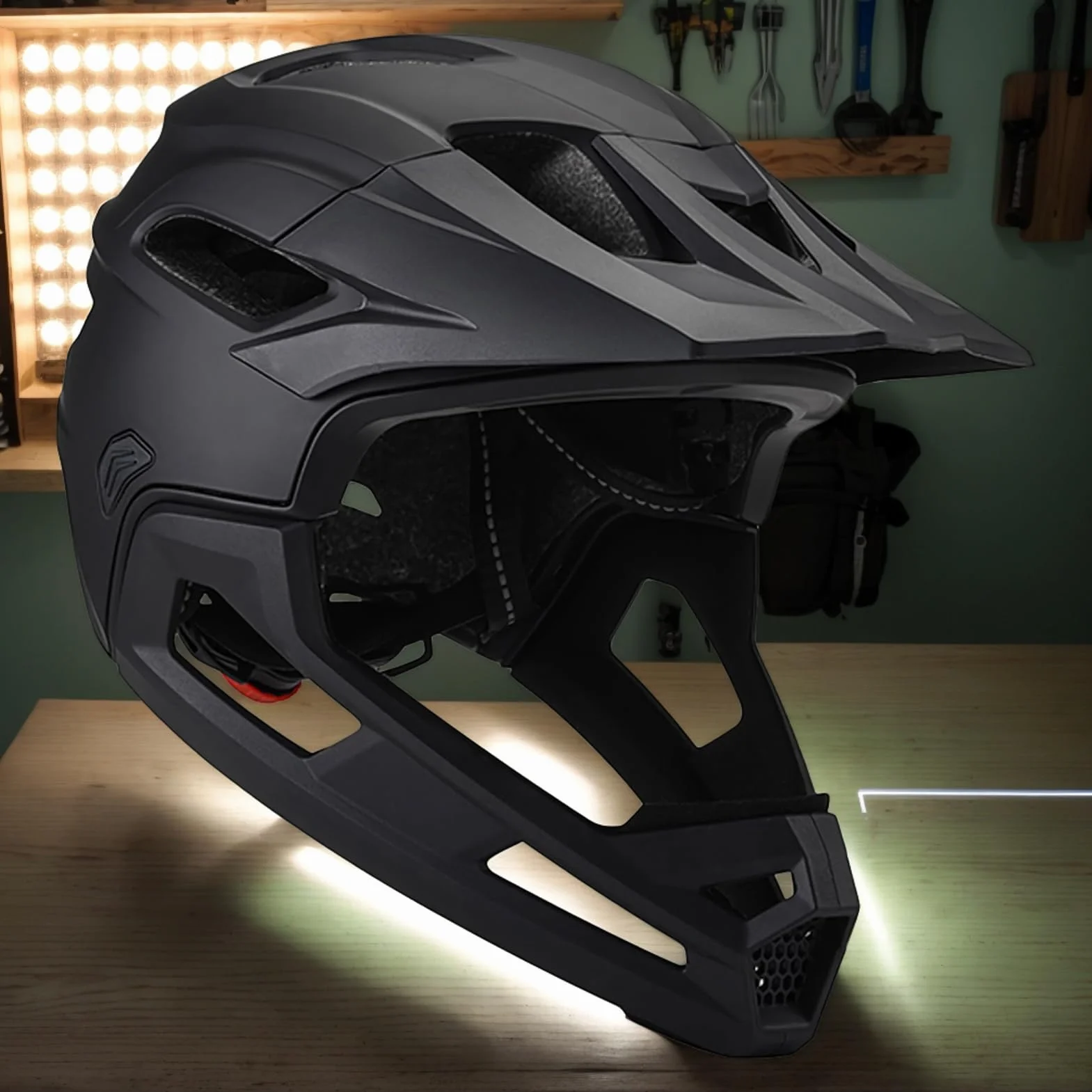 Casco De Bicicleta De Montaña: Casco De Cara Completa A Prueba De Choque Ajustable con Visera Y Soporte De Barbilla Desmontable para Adultos, Equipo De Protección Profesional Unisex para Andar En