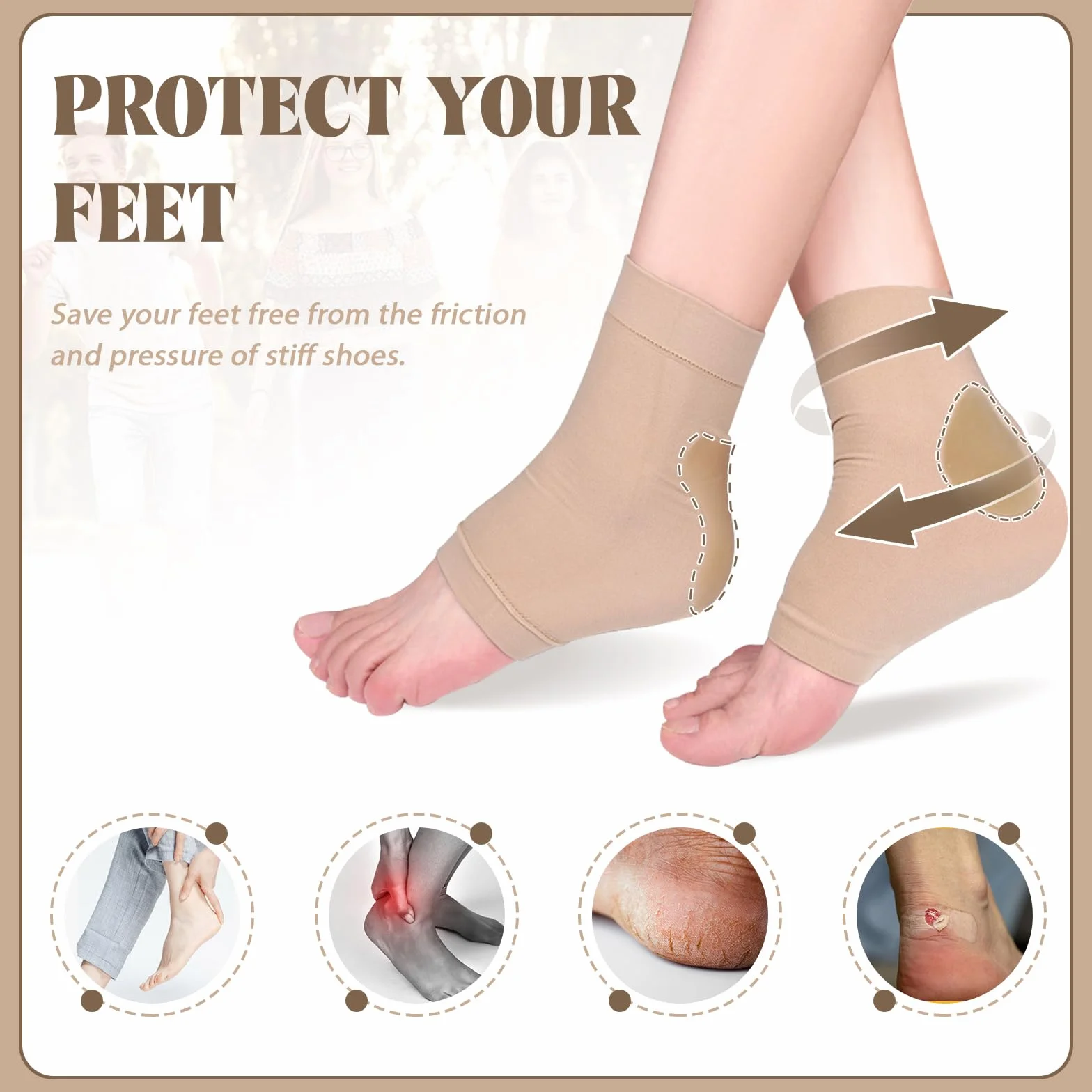 2 pares de calcetines protectores de talón con almohadilla de gel, manga acolchada para el tendón de Aquiles maleolar, calcetines acolchados para patinaje artístico, rodillos, botas, zapatos,