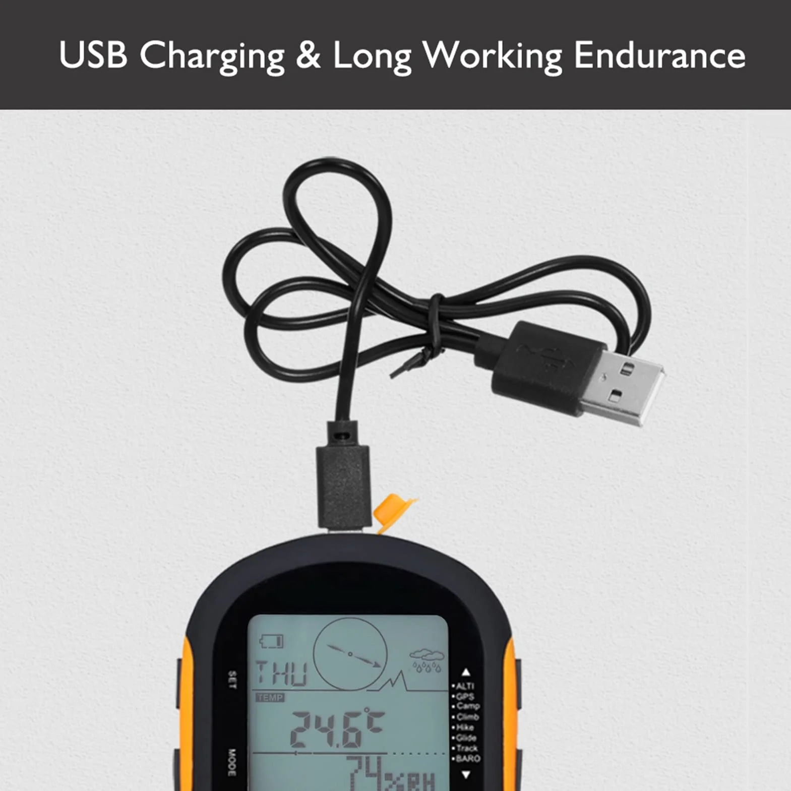 Dispositivos GPS para Senderismo, Receptor de Navegación GPS Multifunción GPS de Mano Impermeable Recargable por USB para Deportes Al Aire