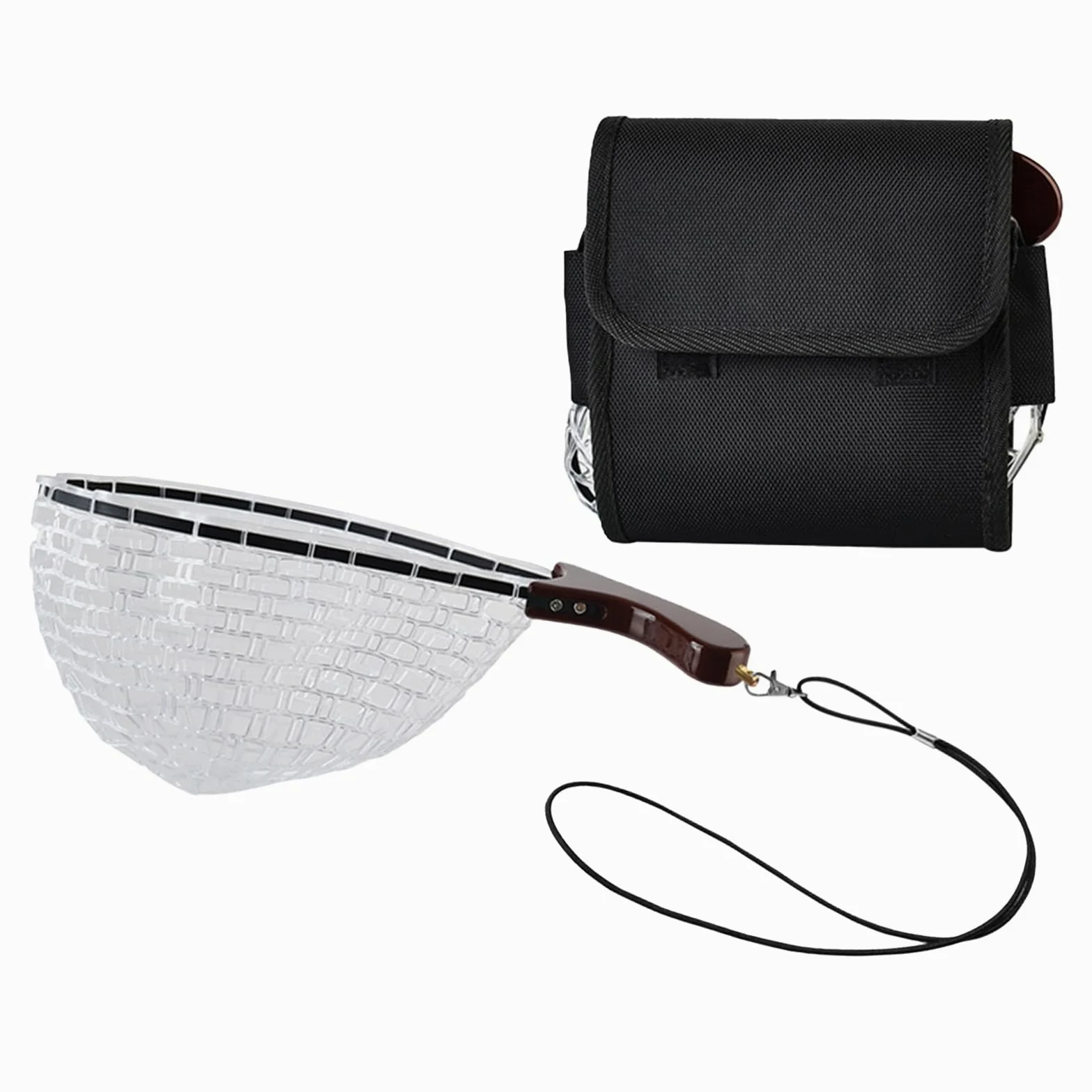 Red de pesca plegable con asa para estanques | Organizador portátil de malla para bagre, moscas, estanques, playa, lubina