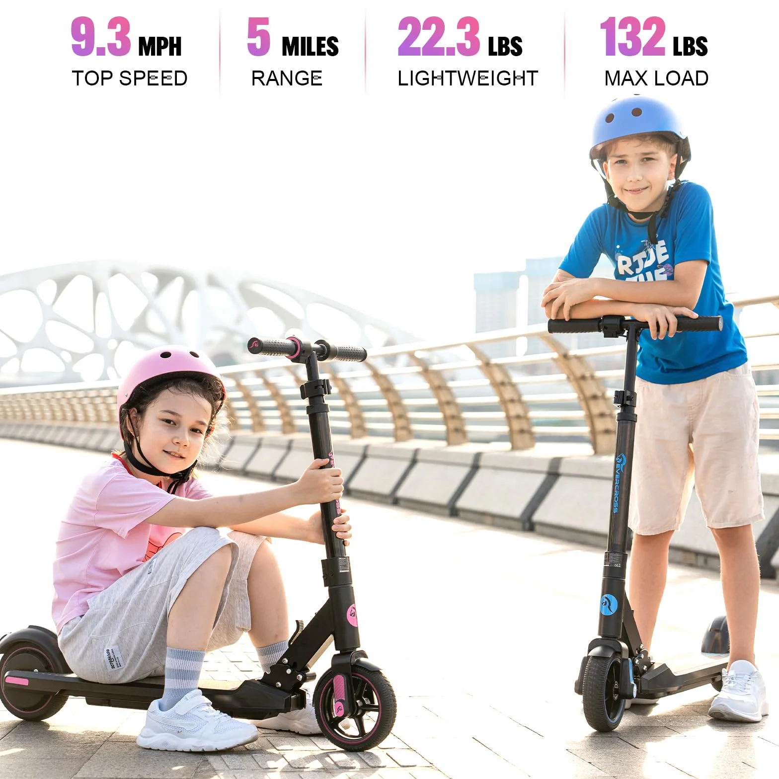 EVERCROSS EV06C Patinete Eléctrico, 6,5'' Patinete Eléctrico Plegable Niños 6 a 12 Años, hasta 15 KM/H & 8 KM, Pantalla LED, Luces LED Coloridas, Patinete niños Liviano E Patinete