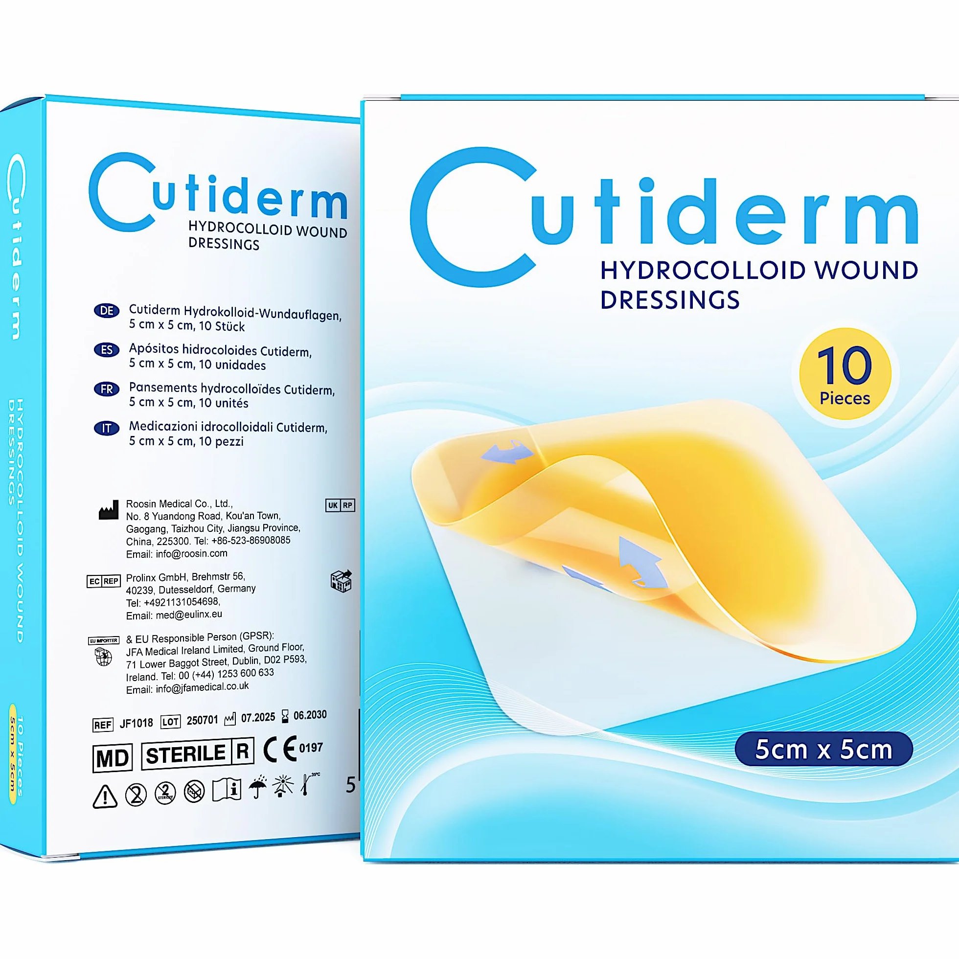 Cutiderm Apósito Hidrocoloide Estéril 5x5 cm Pack 10 Vendajes Adhesivos