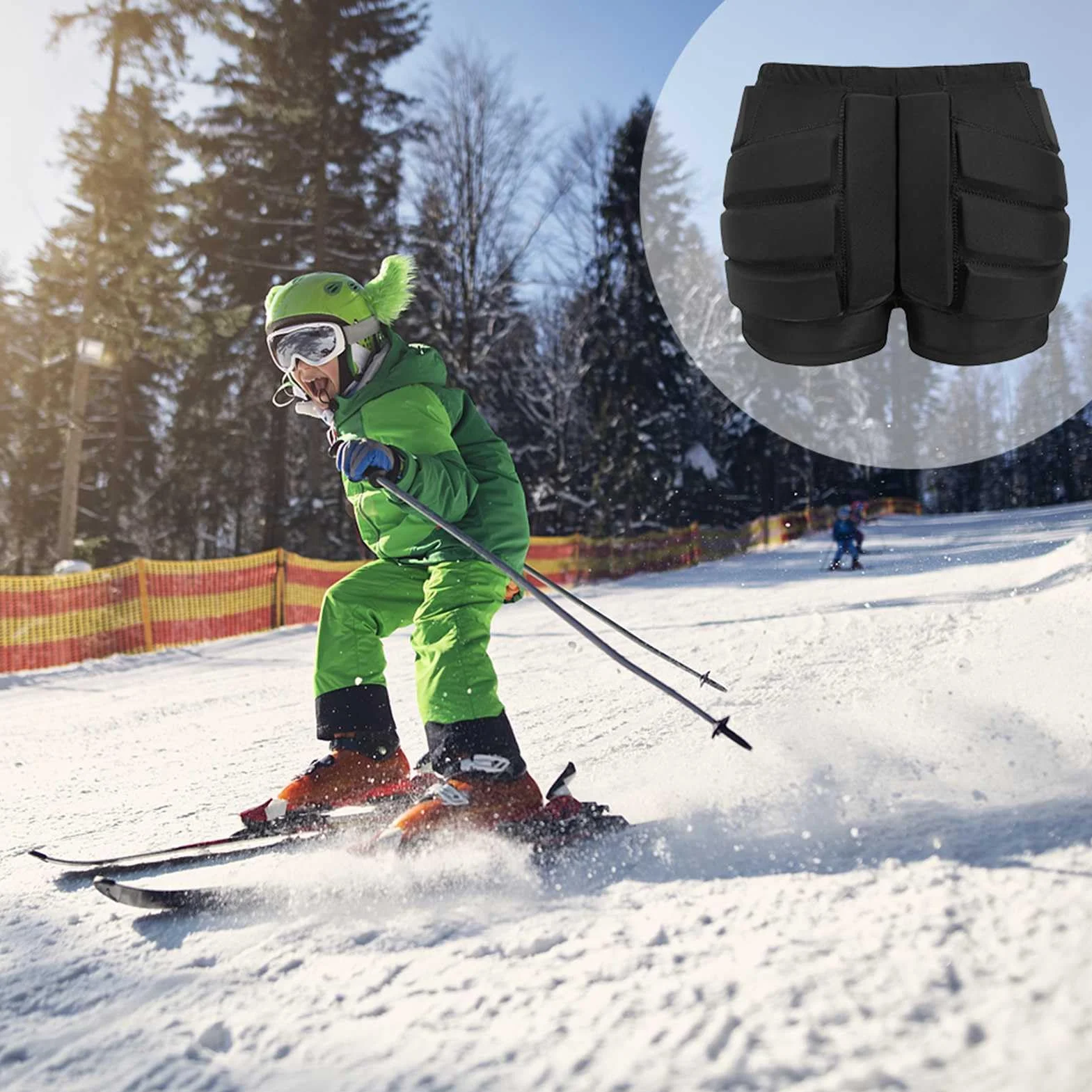 Padres de protección de Cadera para niños Pantalones Cortos y Nalgas de Seguridad para Patinaje de Hielo Tela Estirable Transpirable, Cremallera fácil, Relleno de Espuma