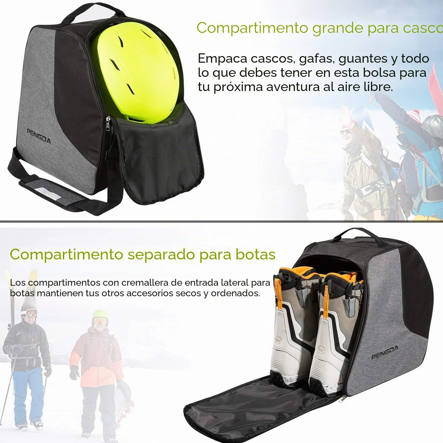 PENGDA Bolsa extragrande para botas de esquí con compartimento para casco
