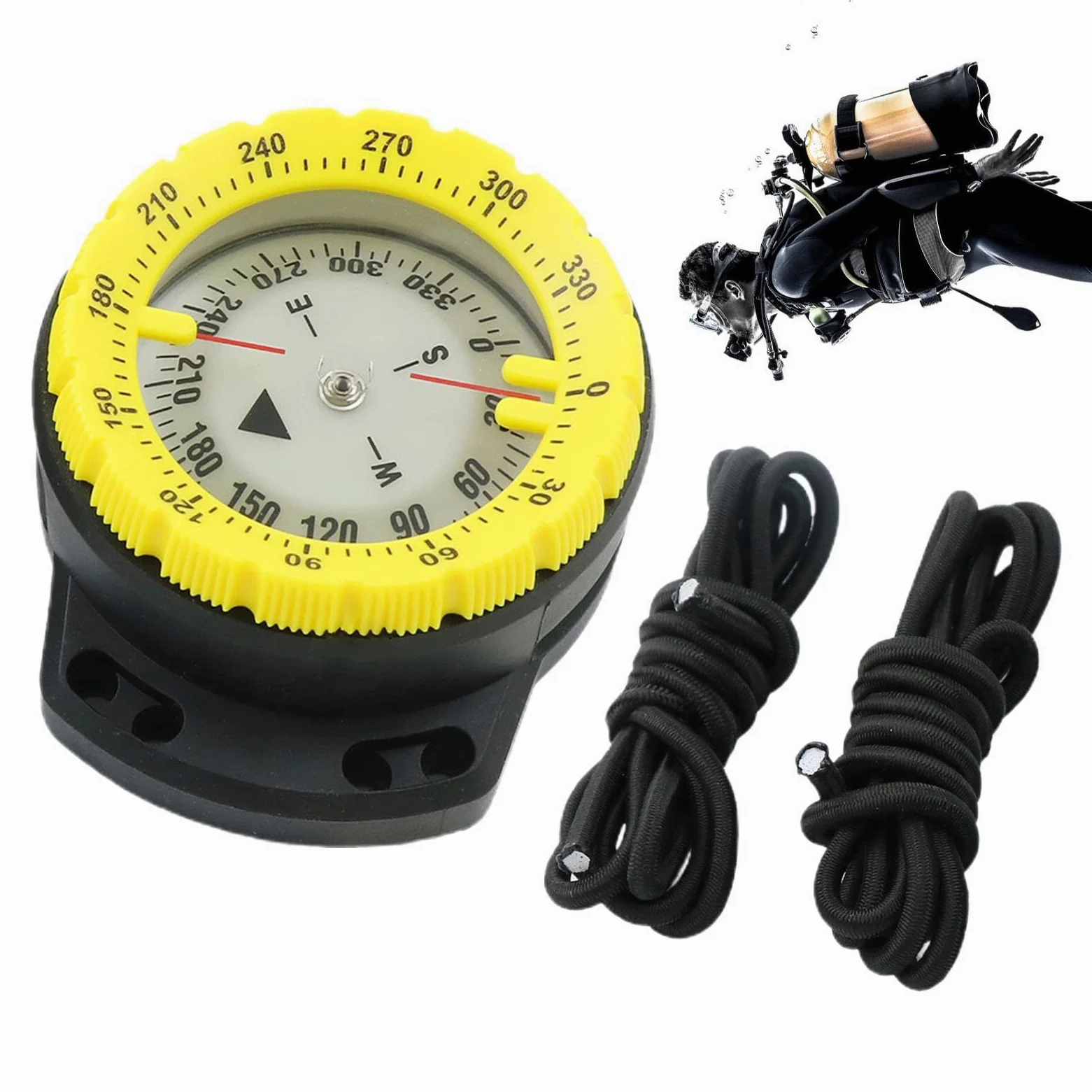 Brújula de buceo, brújula de buceo, brújula de buceo impermeable con cuerda, brújula luminosa con ventana lateral, brújula marina, accesorios de buceo