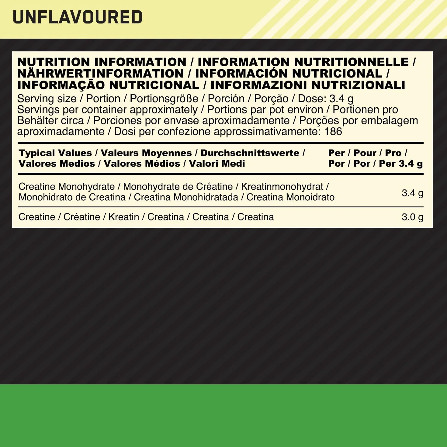 Optimum Nutrition Creatina Micronizada en Polvo Sin Sabor 634g 186 Servicios