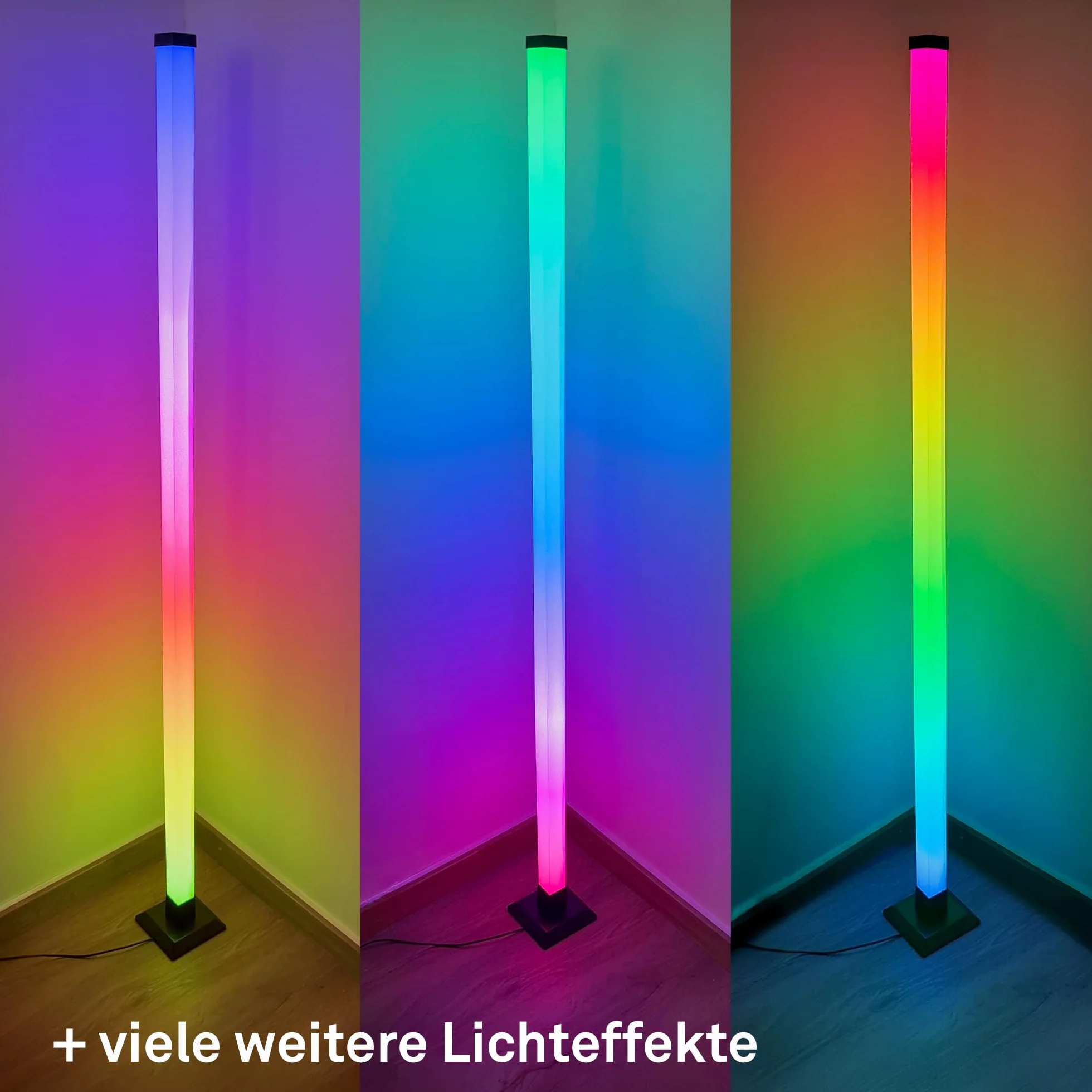 BRILONER Lampara de pie LED con mando a distancia regulable función de música 150x12,5x12,5 cm negro