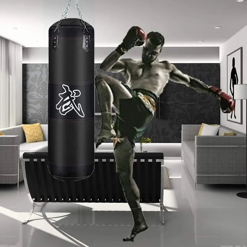 Saco De Boxeo,Saco Boxeo Adulto,Kit Boxeo,15-en-1 100 cm Kit de Sacos de Boxeo con Guantes, Vendas, Cadena más Gruesa, Giratorio 360° para Muay Thai y Lucha (sin Acolchado Negro)