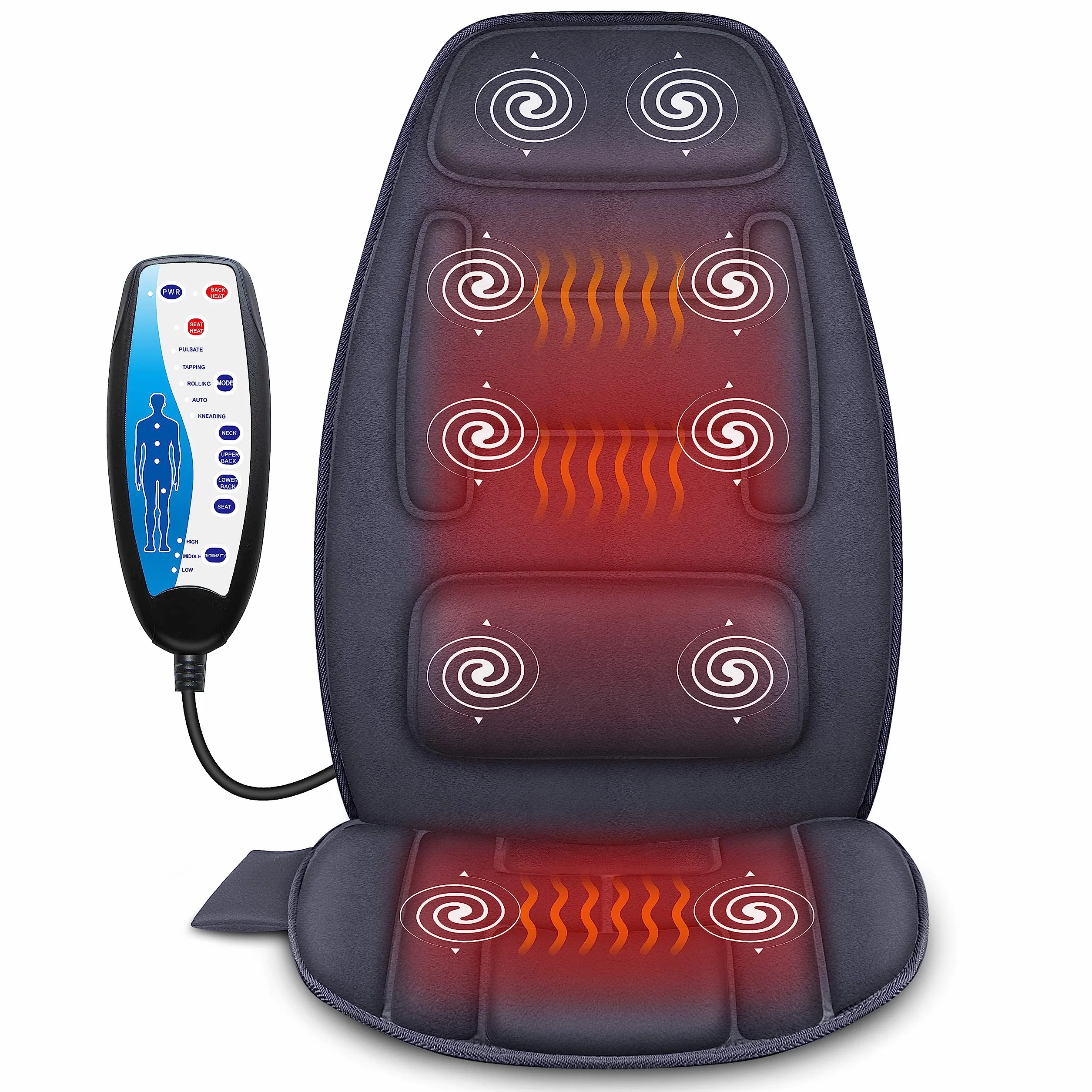 Snailax Asiento de Masaje con Calor, 10 Motores de Vibración, Cojín Masajeador para Espalda, Relajación