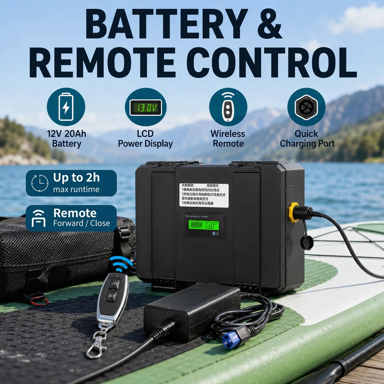 Motor Paddle Surf Electrico para Sup y Kayak, Motor para Paddle Surf con Control Remoto, Compatible con Caja de Aleta 9 Pulgadas D260
