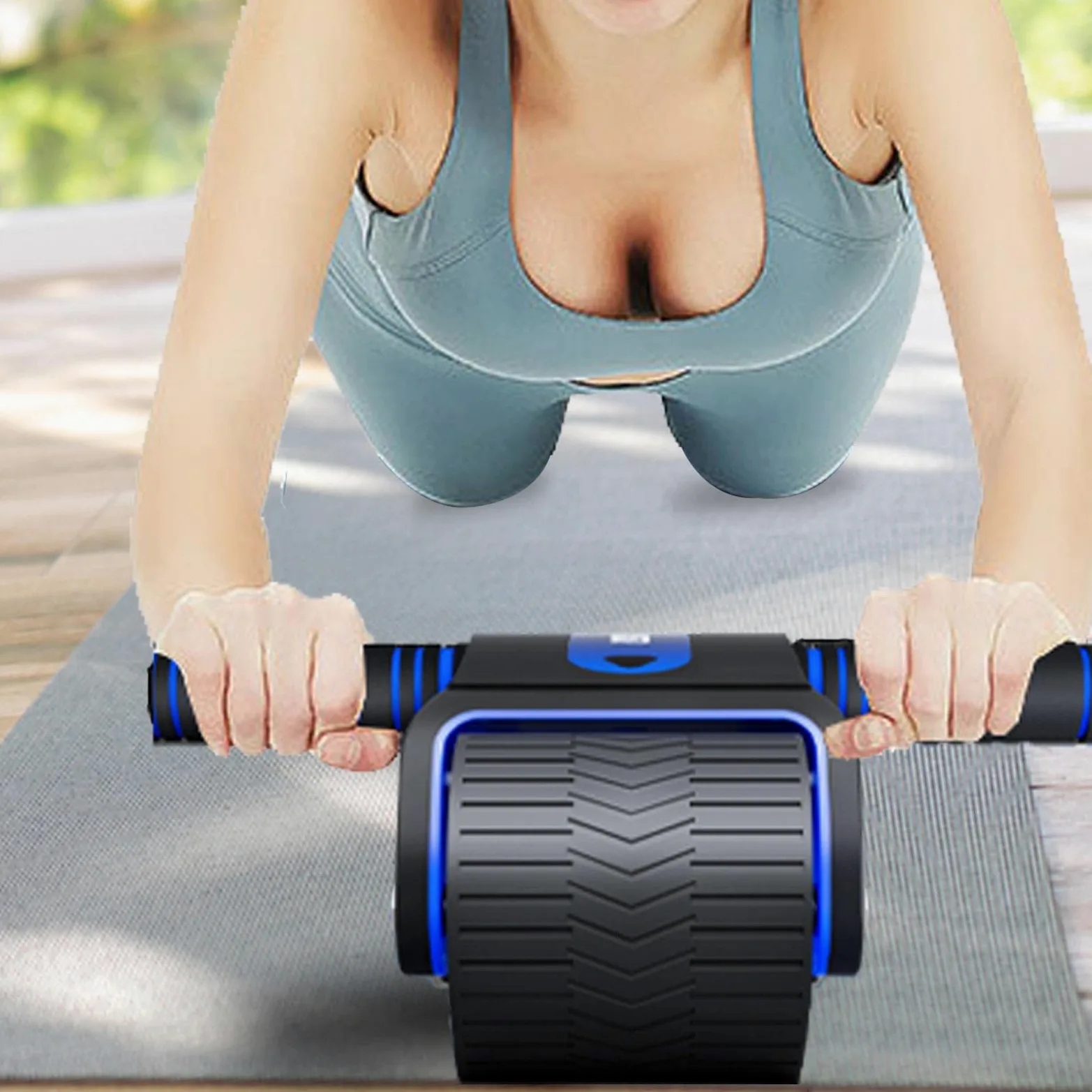 3 Rueda de Abdominales,AB Roller para Entrenamiento de Abdominales con Ruedas Dobles estables y Rebote automático | Rodillo AB de Doble Rueda para Entrenamiento de Abdominales